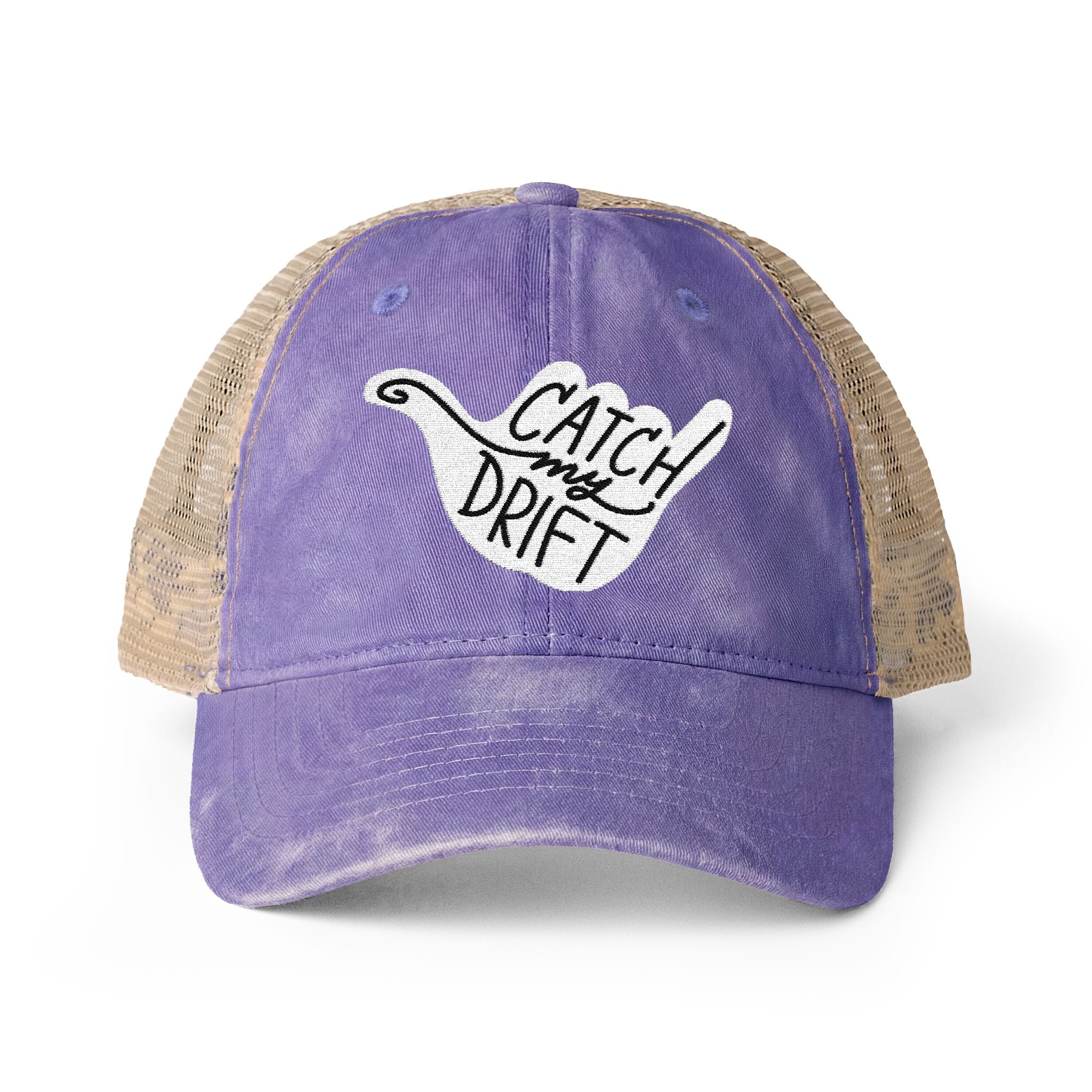 Catch My Drift Embroidered Women's Washed Mesh-Back Cap