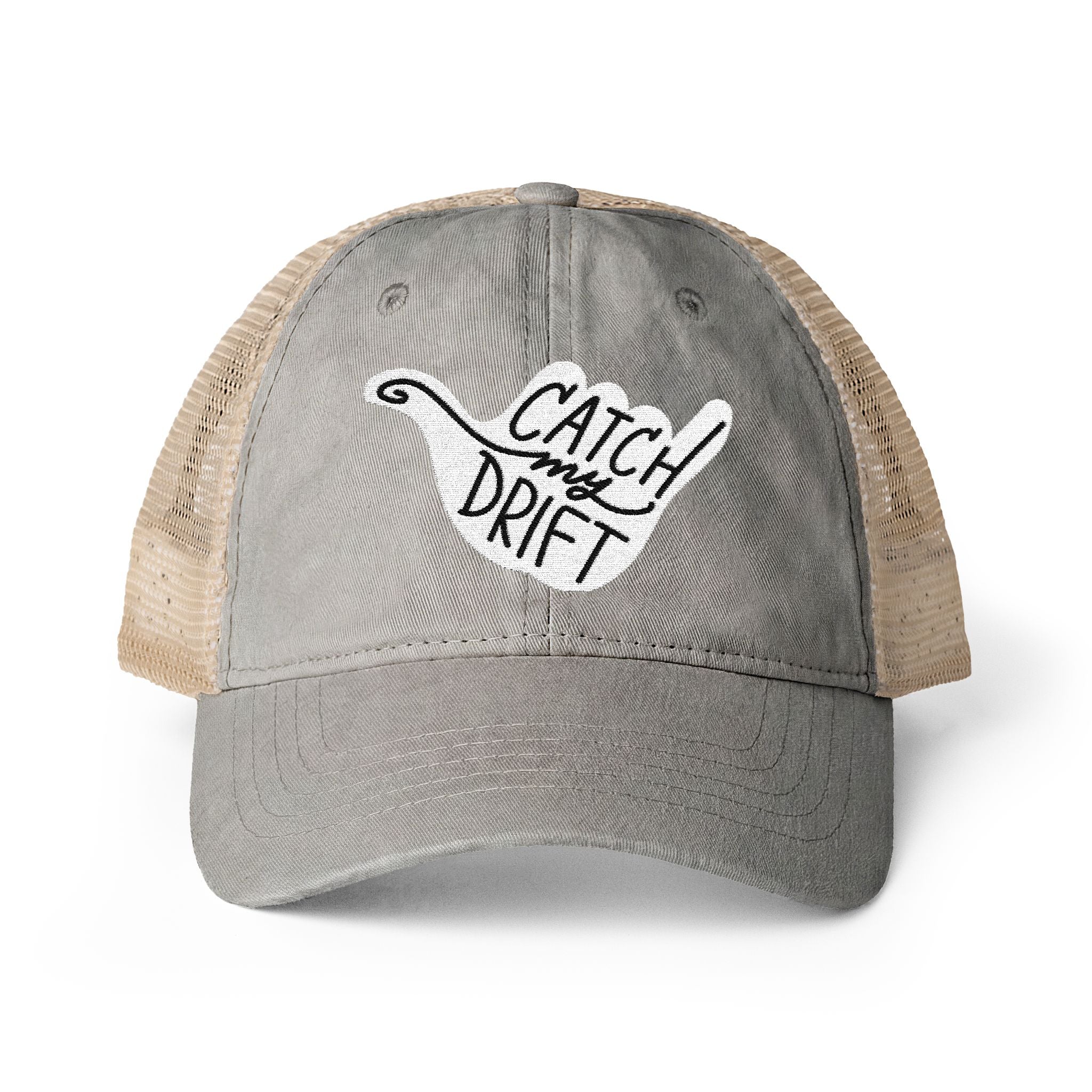 Catch My Drift Embroidered Women's Washed Mesh-Back Cap