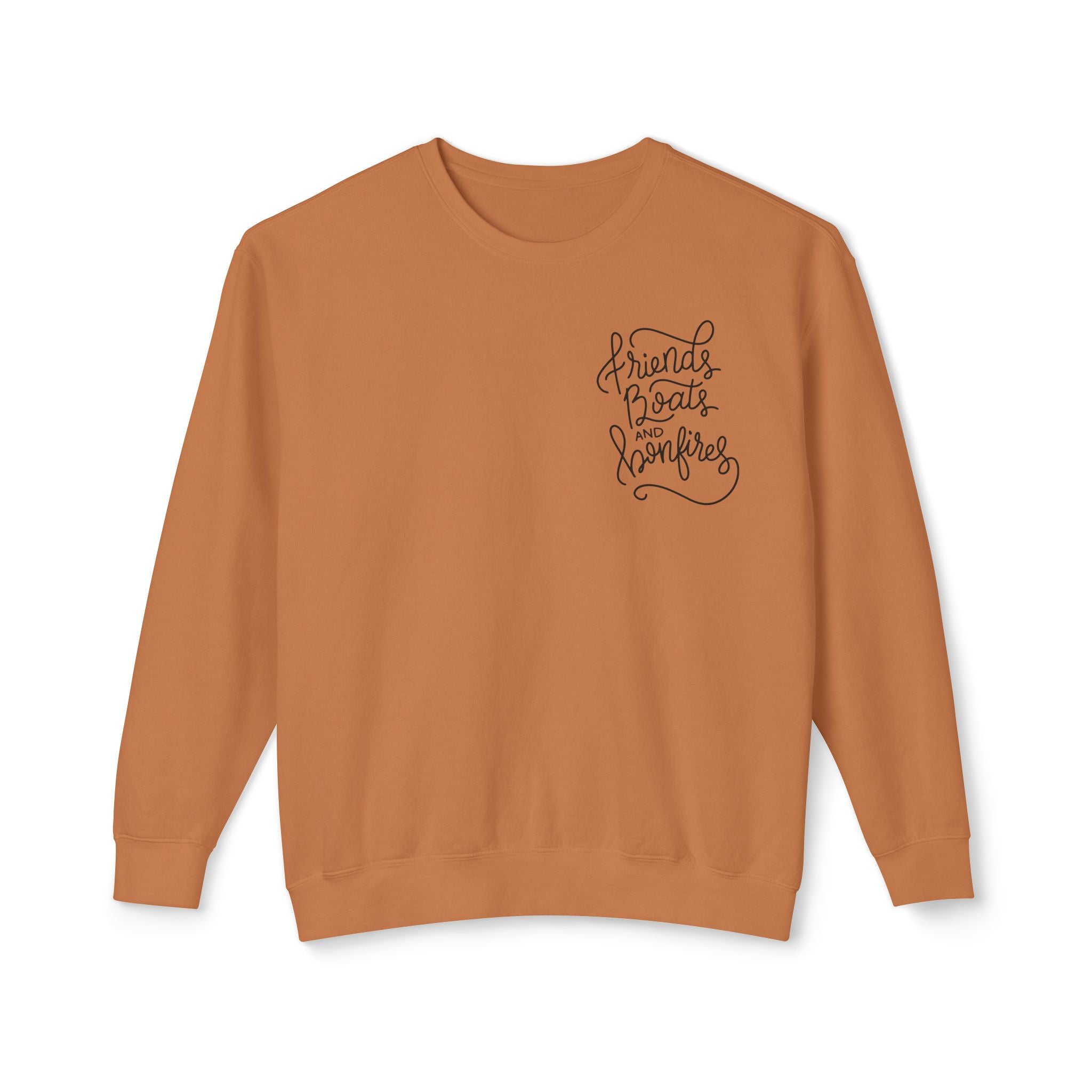 Friends Boats & Bonfires Sweatshirt, Hand Drawn Design, Unisex Comfort Colors Sweatshirt