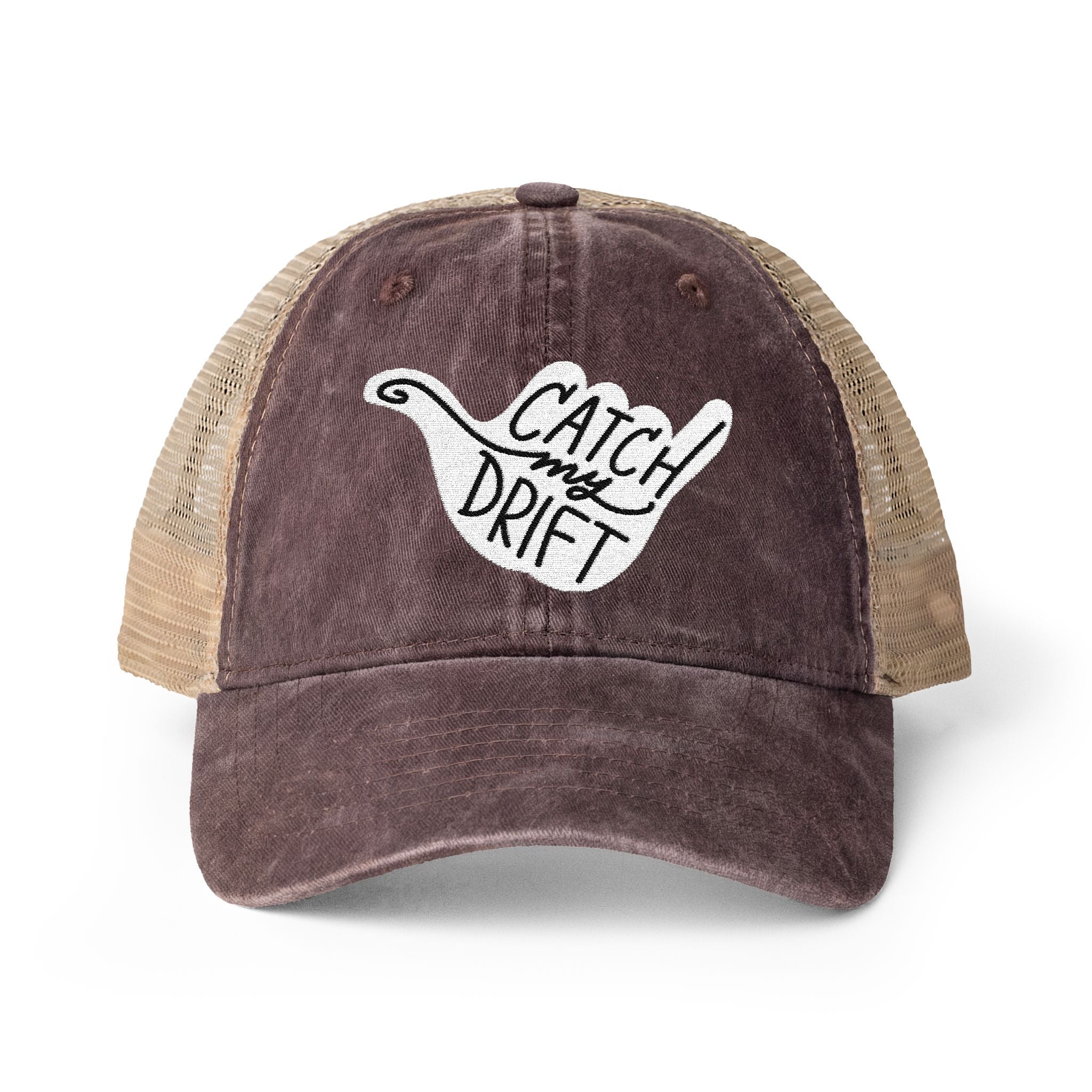 Catch My Drift Embroidered Women's Washed Mesh-Back Cap