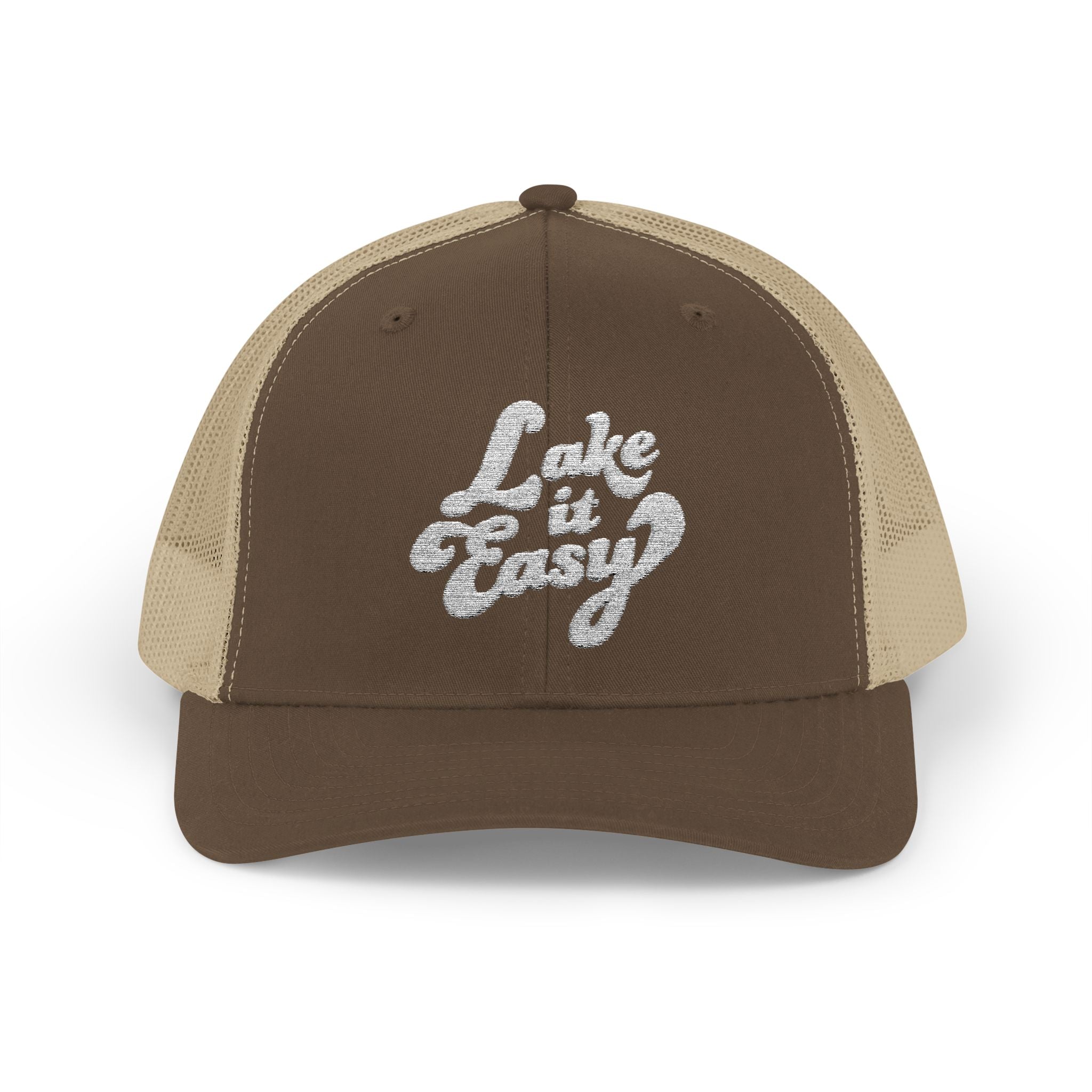 Lake It Easy Trucker Hat, Retro Embroidered Snapback Cap