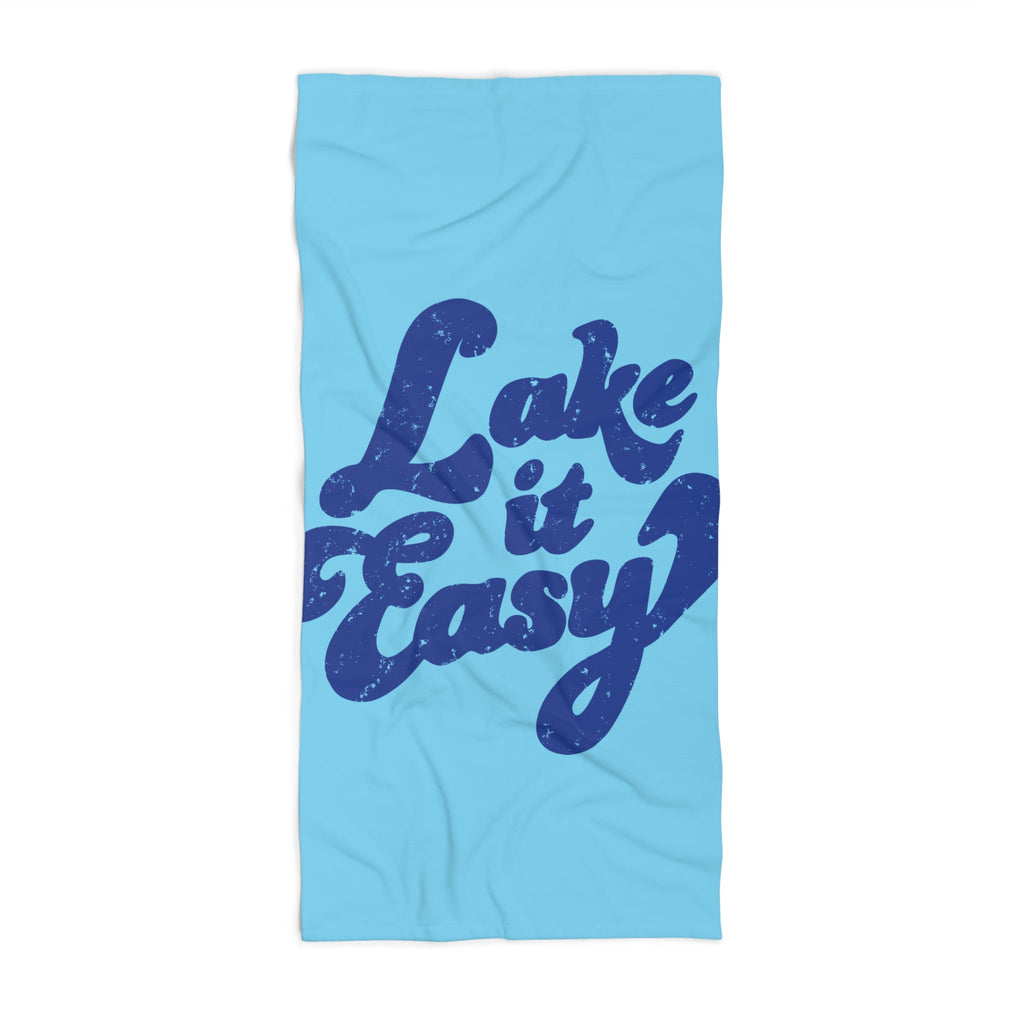 Lake It Easy Retro Script Blue Boat Towel