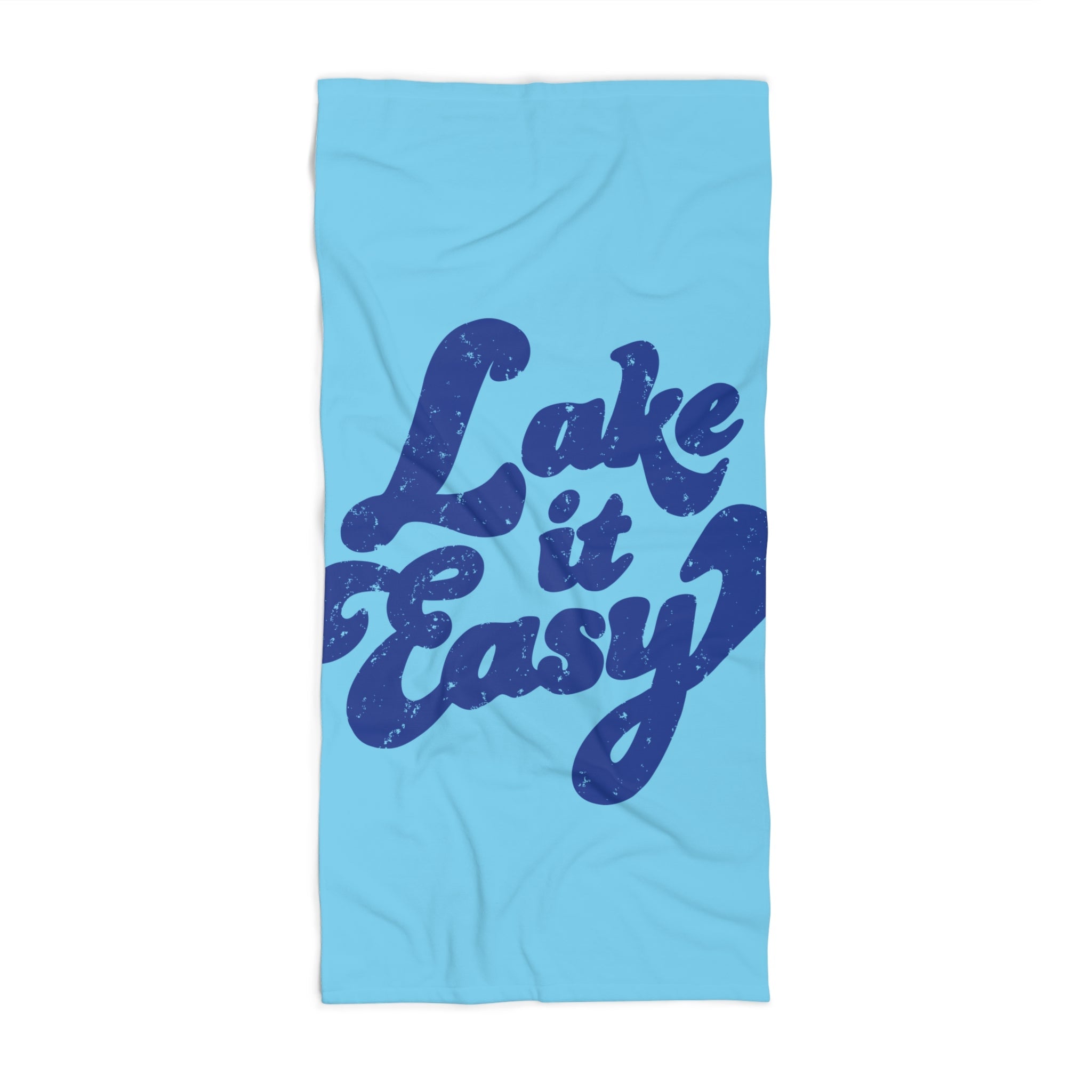 Lake It Easy Retro Script Blue Boat Towel