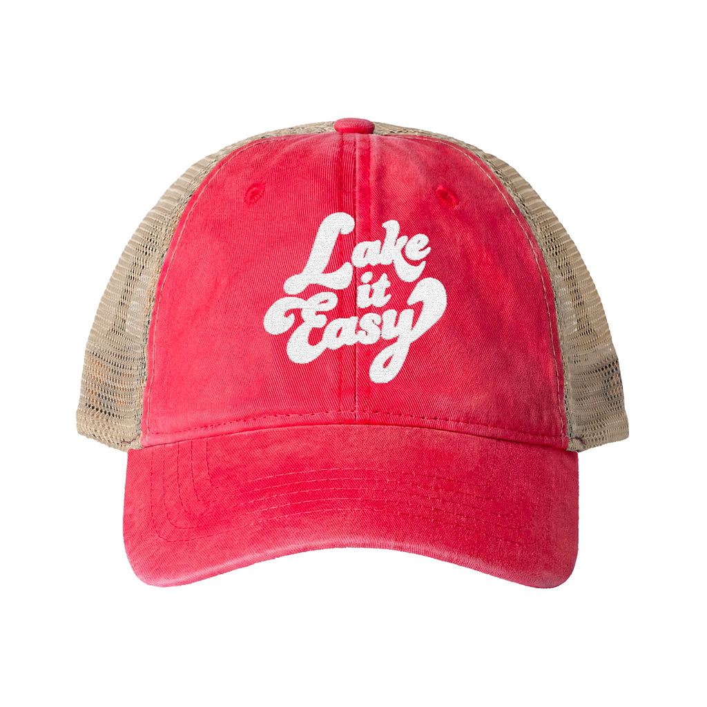 Lake It Easy Embroidered Women's Washed Mesh-Back Cap