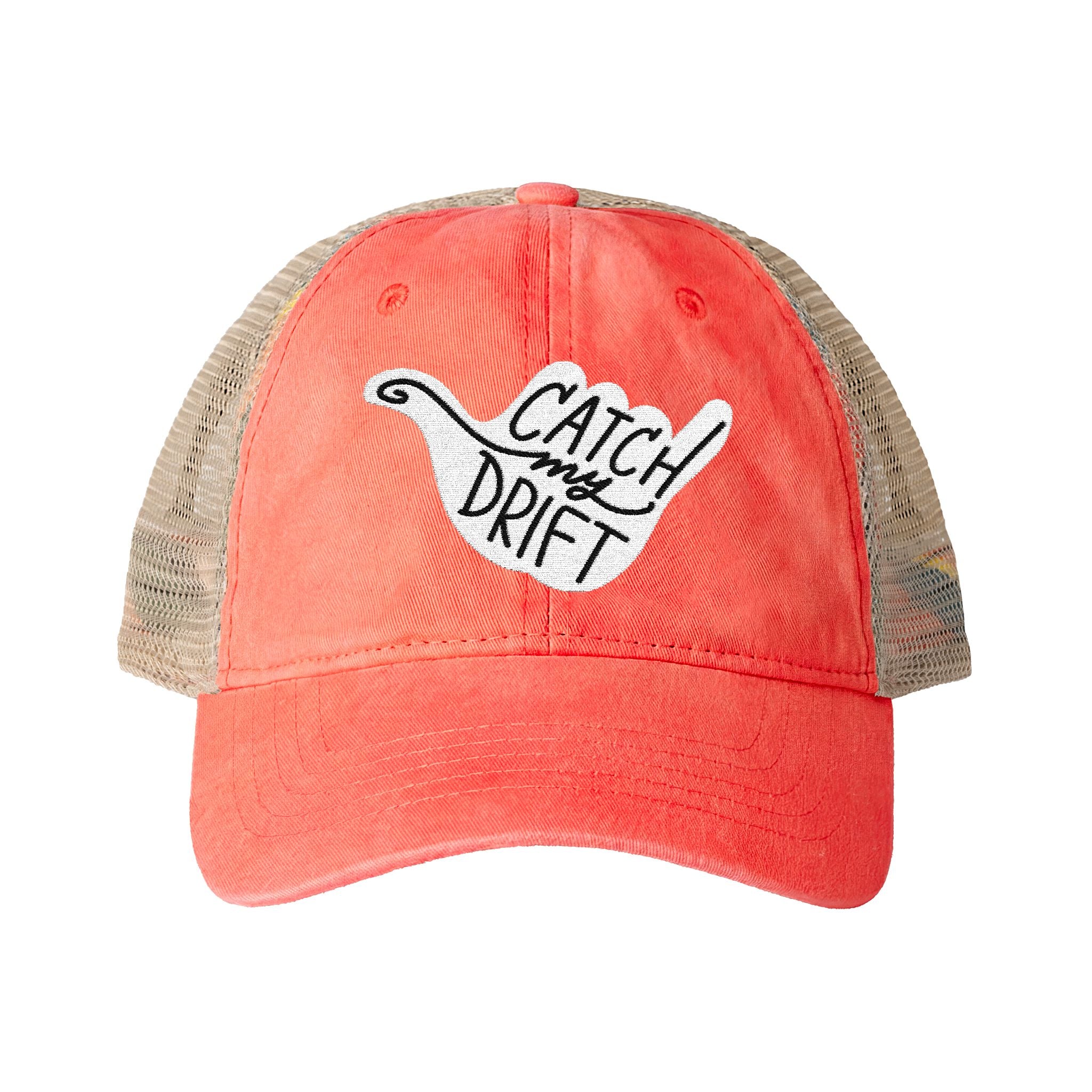 Catch My Drift Embroidered Women's Washed Mesh-Back Cap