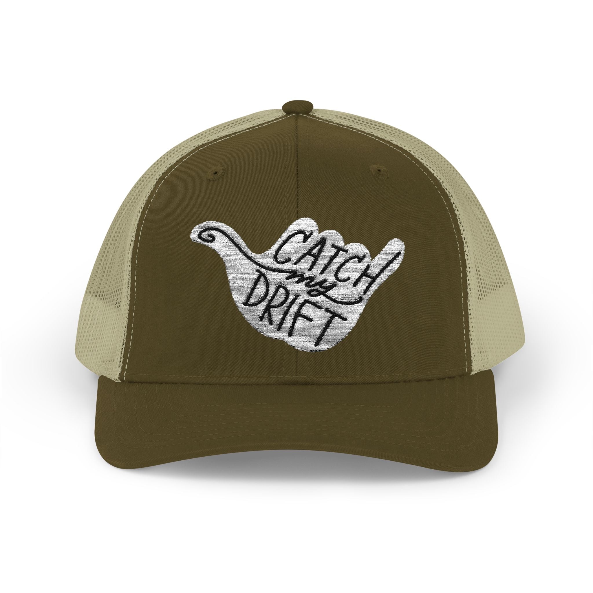 Catch My Drift Trucker Hat, Retro Surf Sign Snapback Cap