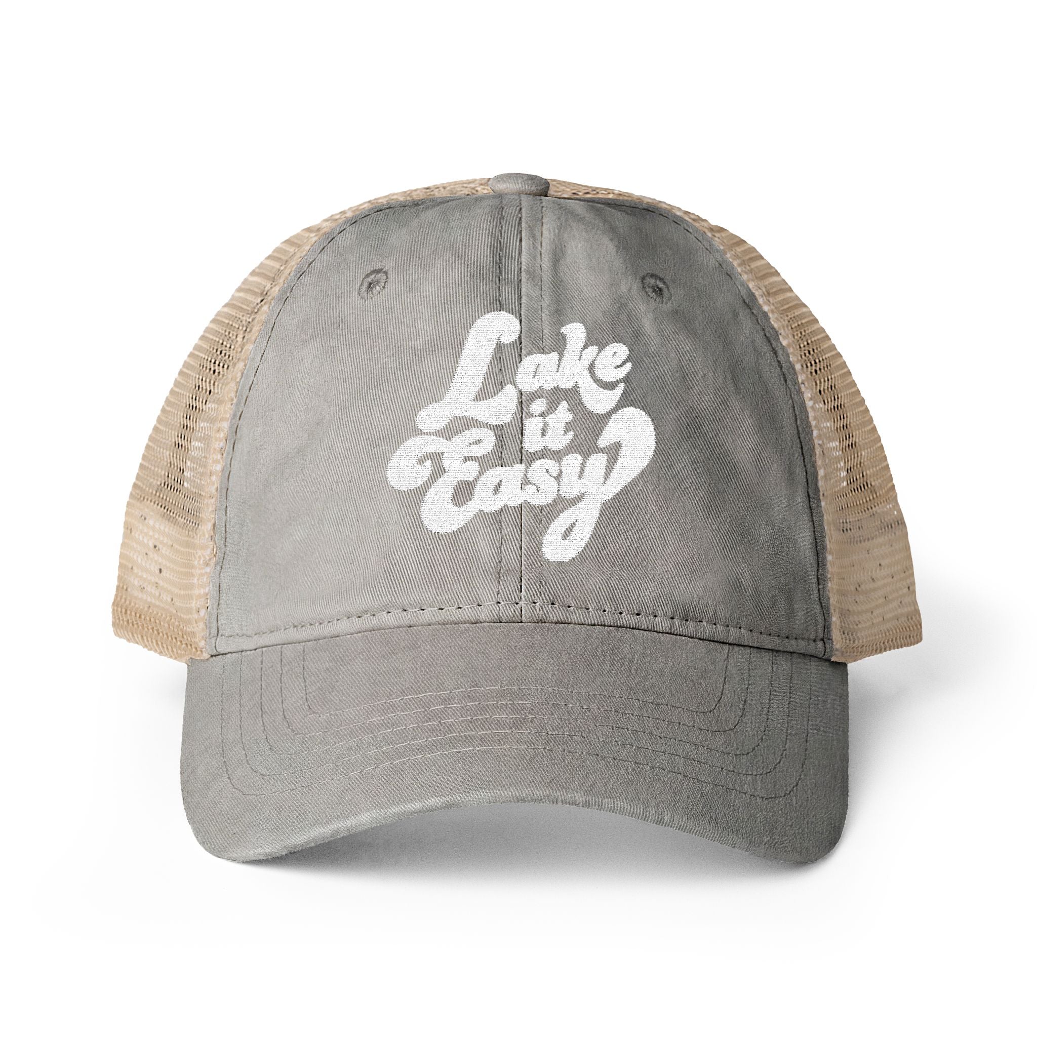 Lake It Easy Embroidered Women's Washed Mesh-Back Cap