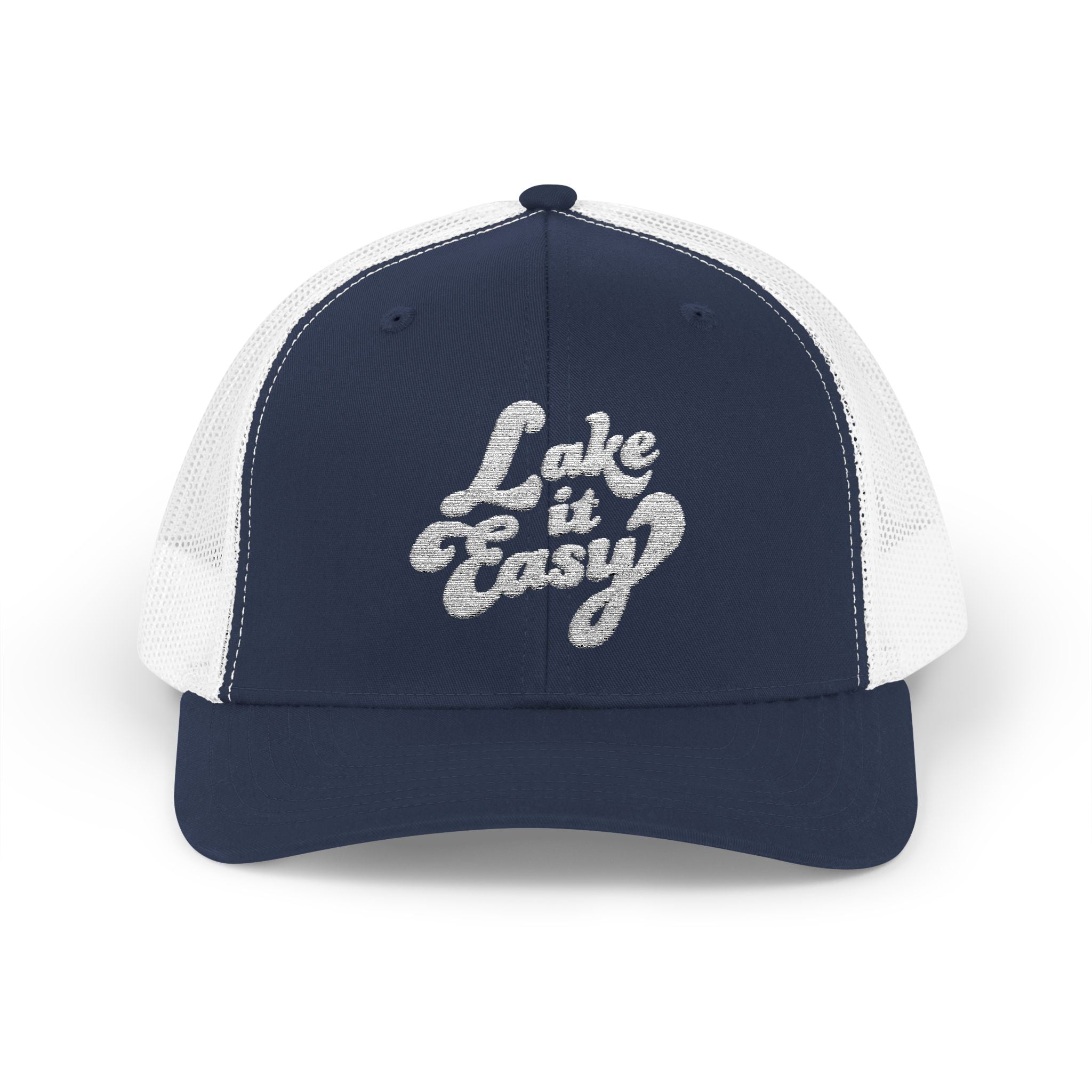 Lake It Easy Trucker Hat, Retro Embroidered Snapback Cap