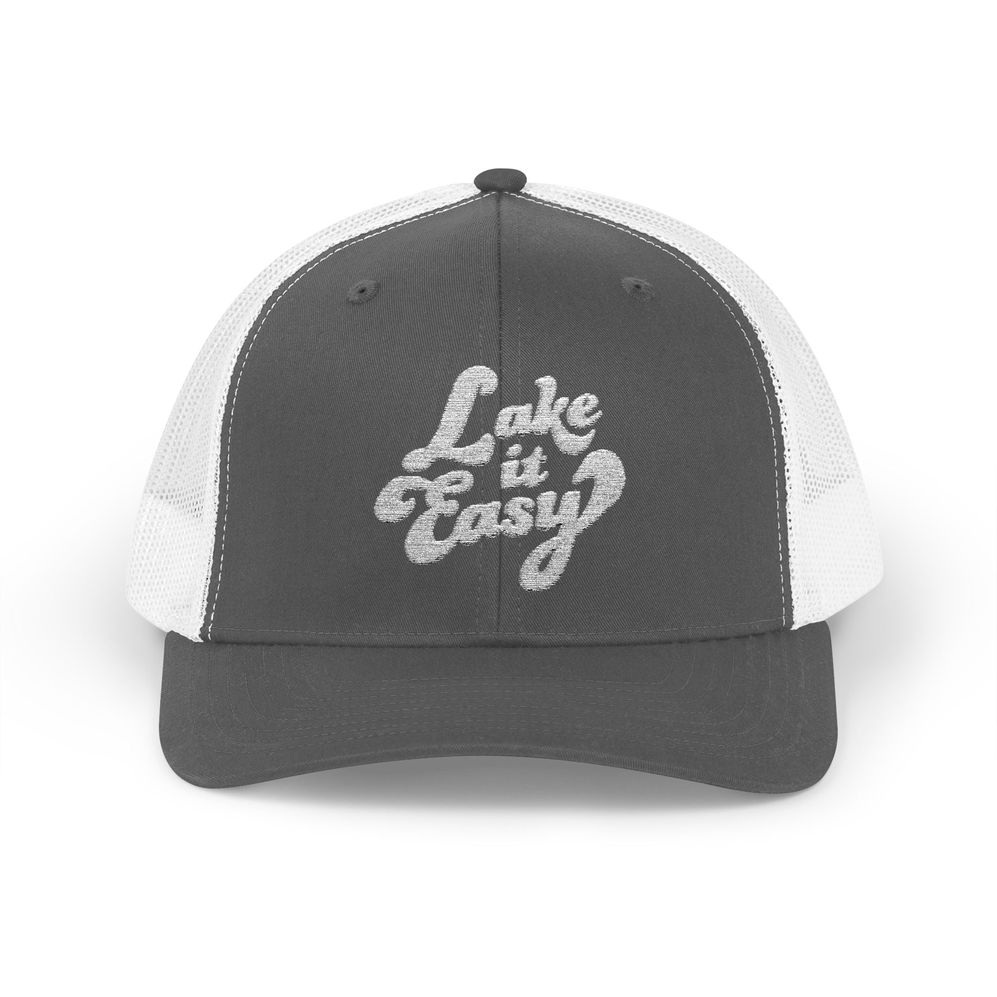 Lake It Easy Trucker Hat, Retro Embroidered Snapback Cap