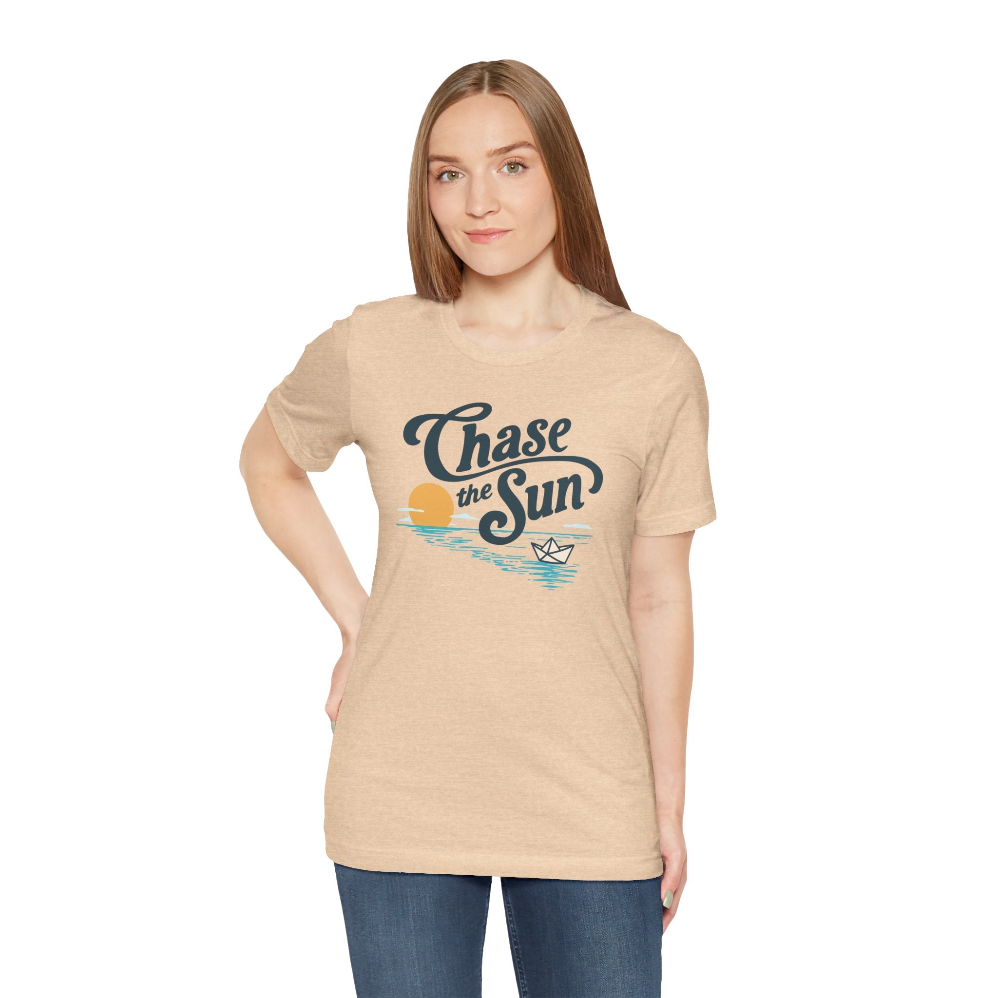 Chase The Sun T-Shirt, Hand-Lettered Design Bella Canvas T-Shirt