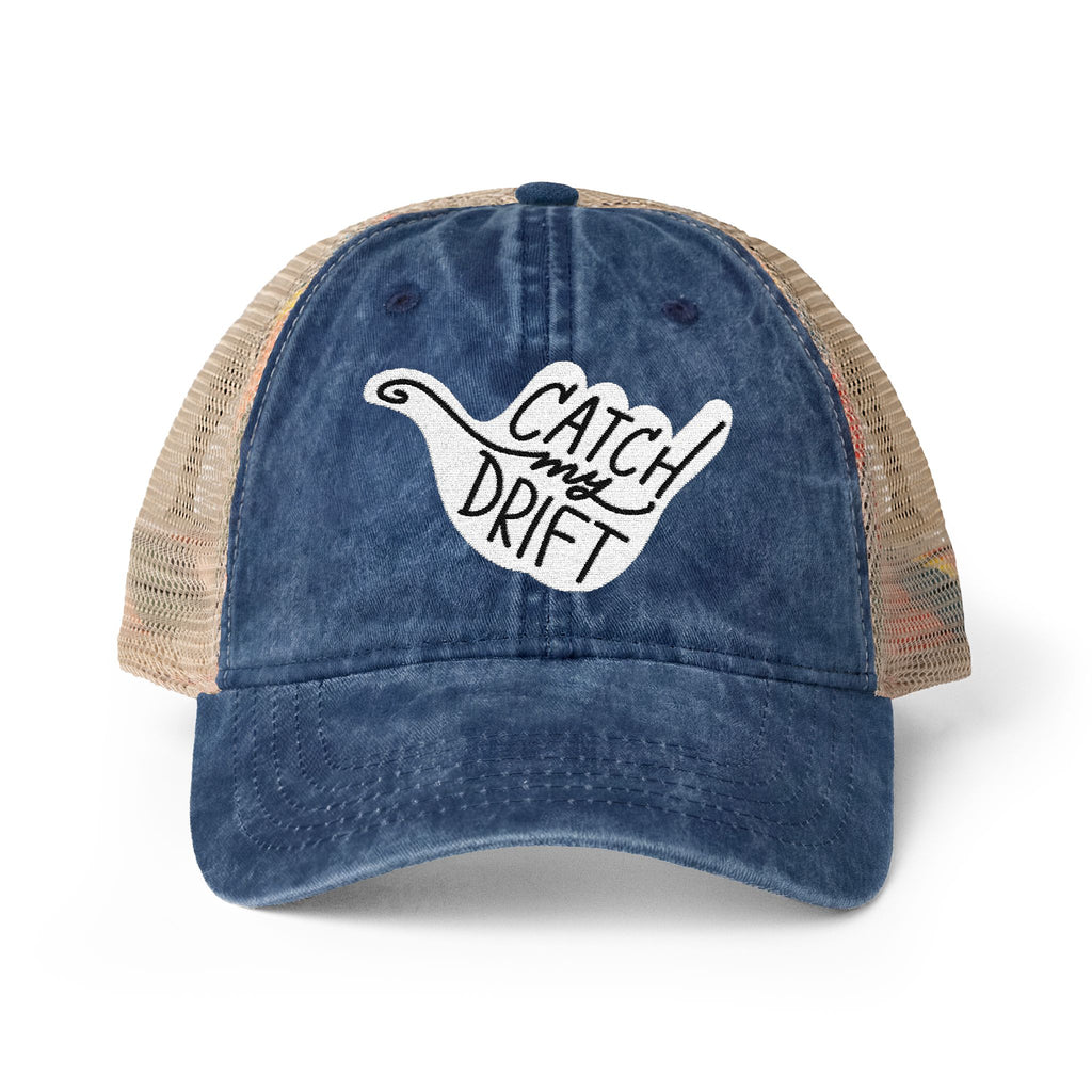 Catch My Drift Embroidered Women's Washed Mesh-Back Cap