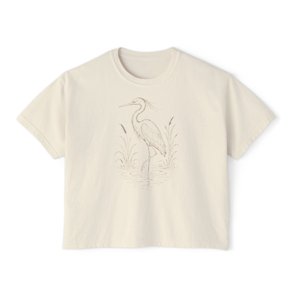 Crane Line Art T-Shirt - Comfort Colors Boxy Tee