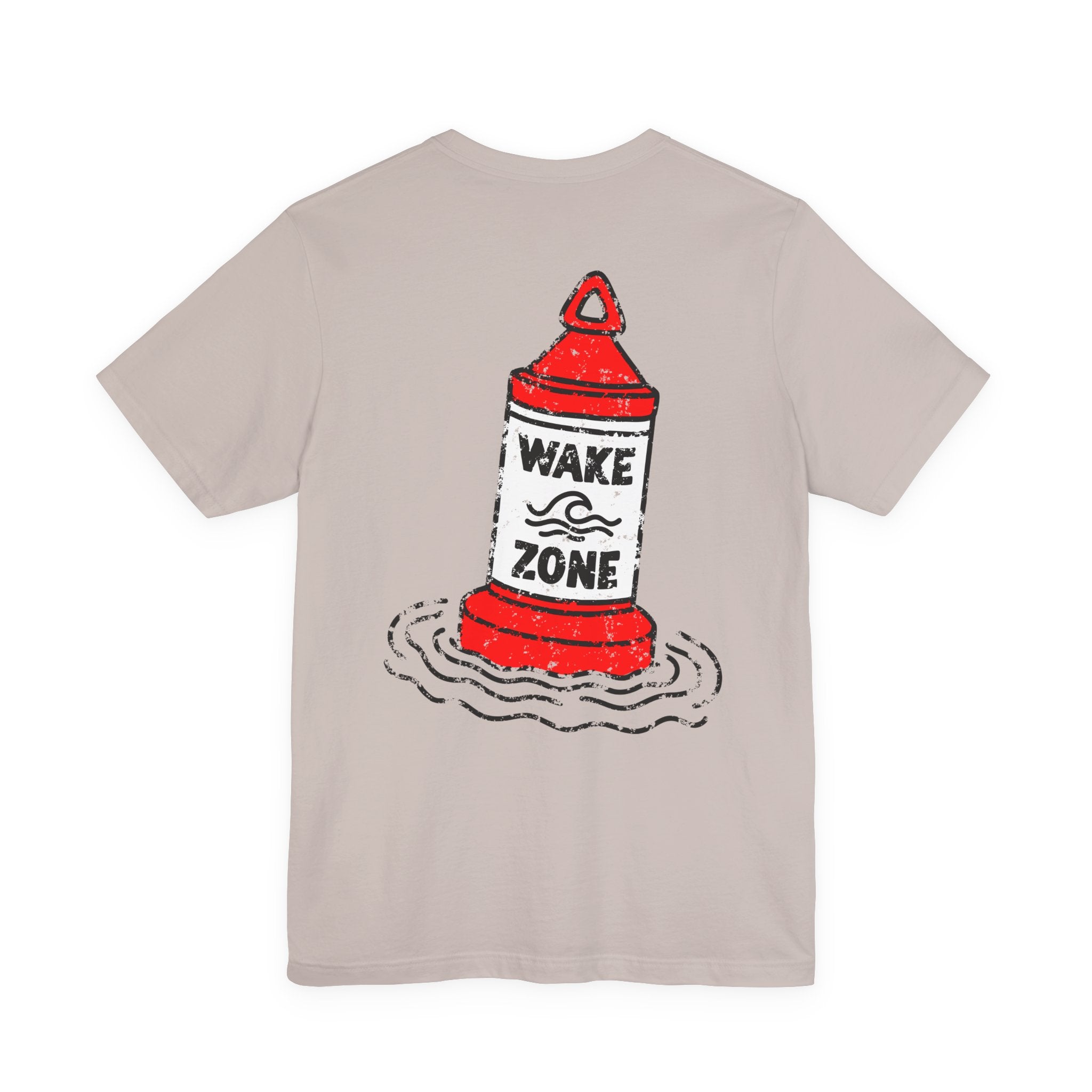 Wake Zone T-Shirt, Hand Drawn Back Design With Front Chest Logo, Bella Canvas T-Shirt