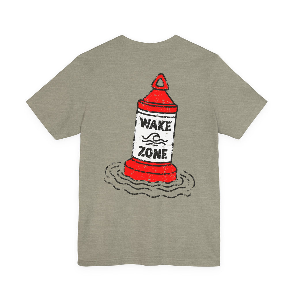 Wake Zone T-Shirt, Hand Drawn Back Design With Front Chest Logo, Bella Canvas T-Shirt
