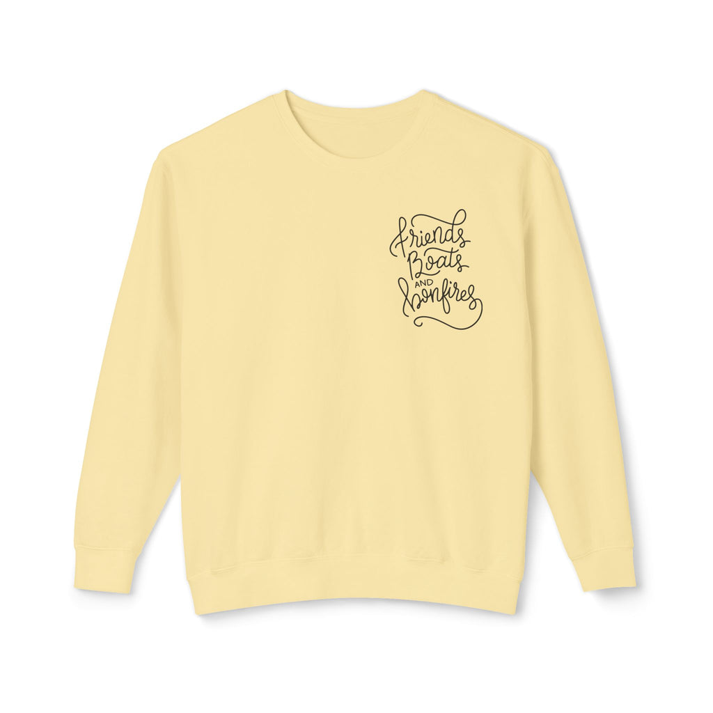 Friends Boats & Bonfires Sweatshirt, Hand Drawn Design, Unisex Comfort Colors Sweatshirt