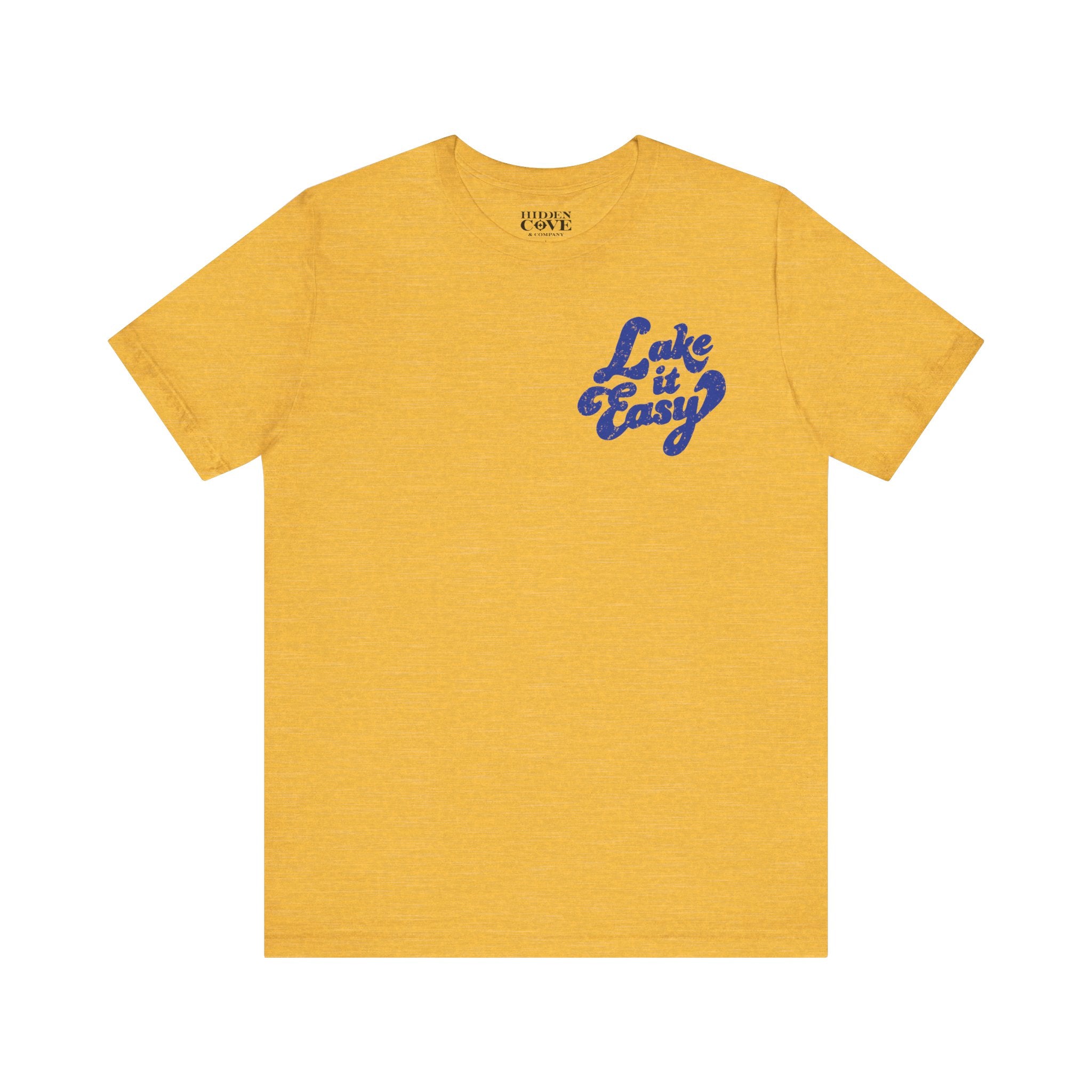 Lake It Easy Tee, Hand-lettered Left Chest Design, Bella Canvas T-Shirt