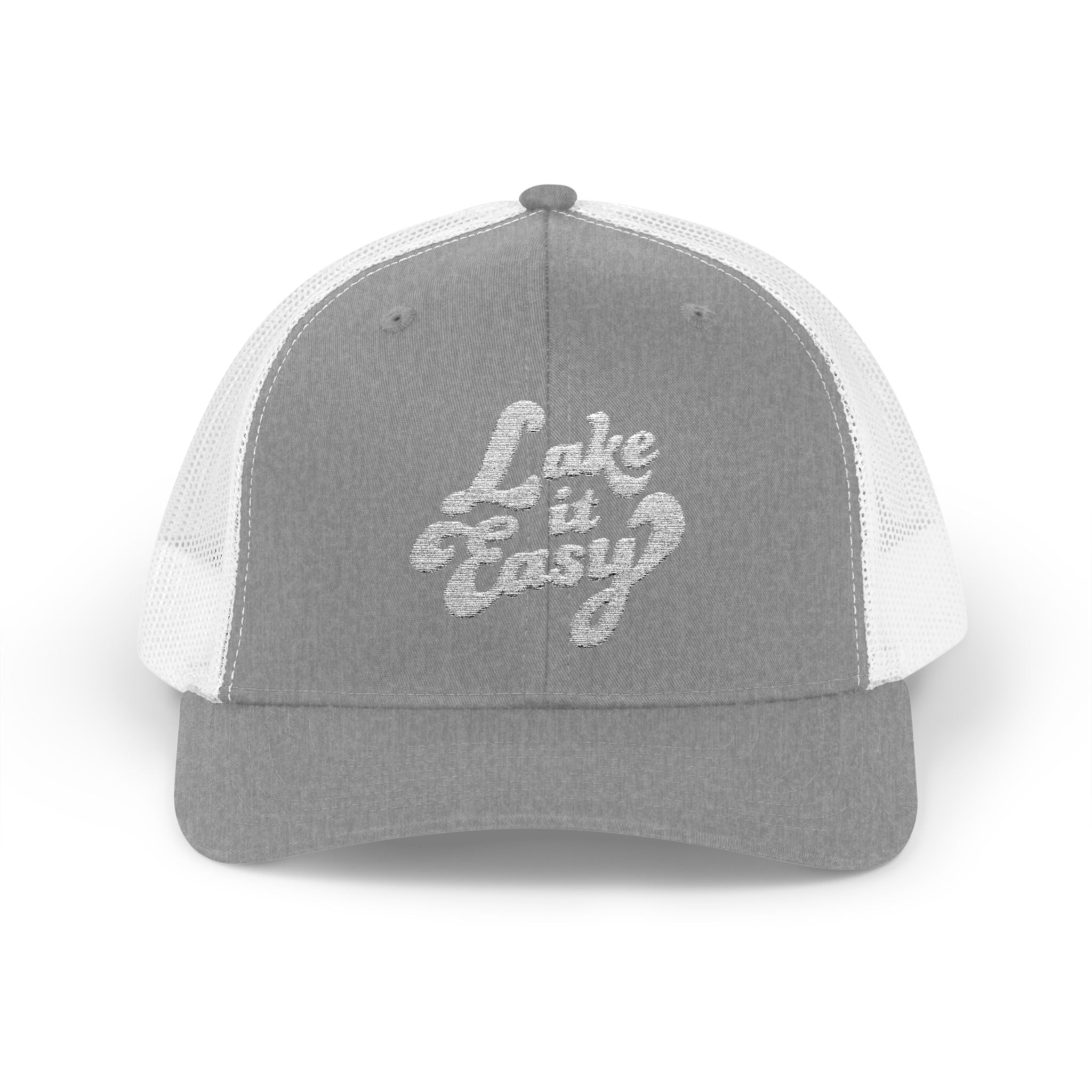 Lake It Easy Trucker Hat, Retro Embroidered Snapback Cap