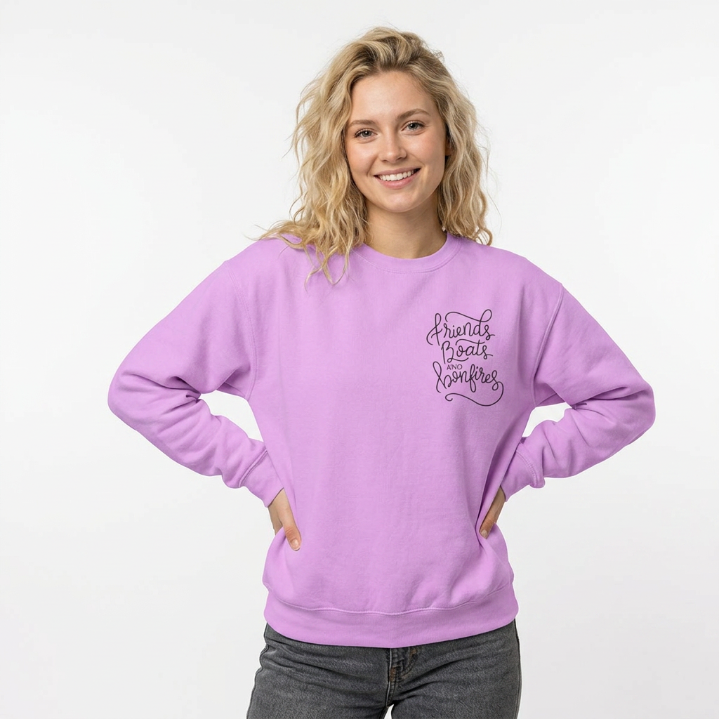 Friends Boats & Bonfires Sweatshirt, Hand Drawn Design, Unisex Comfort Colors Sweatshirt