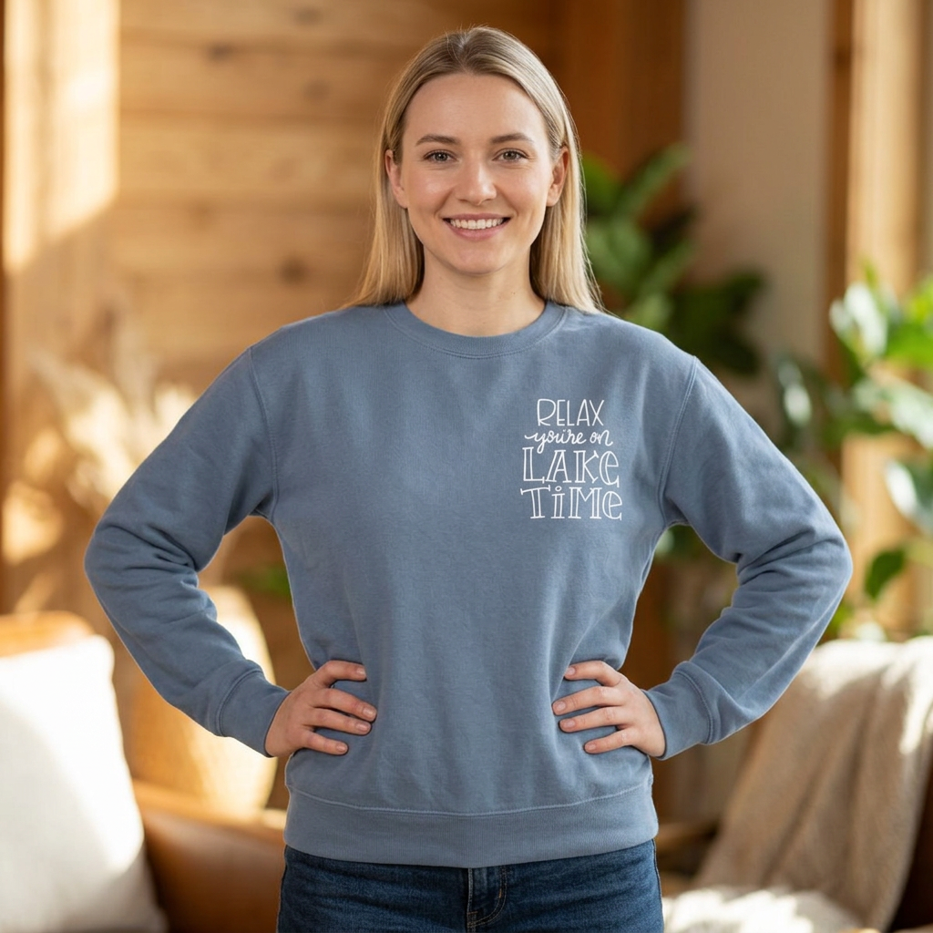 Relax You're On Lake Time Sweatshirt, Hand Drawn Design, Unisex Comfort Colors Sweatshirt