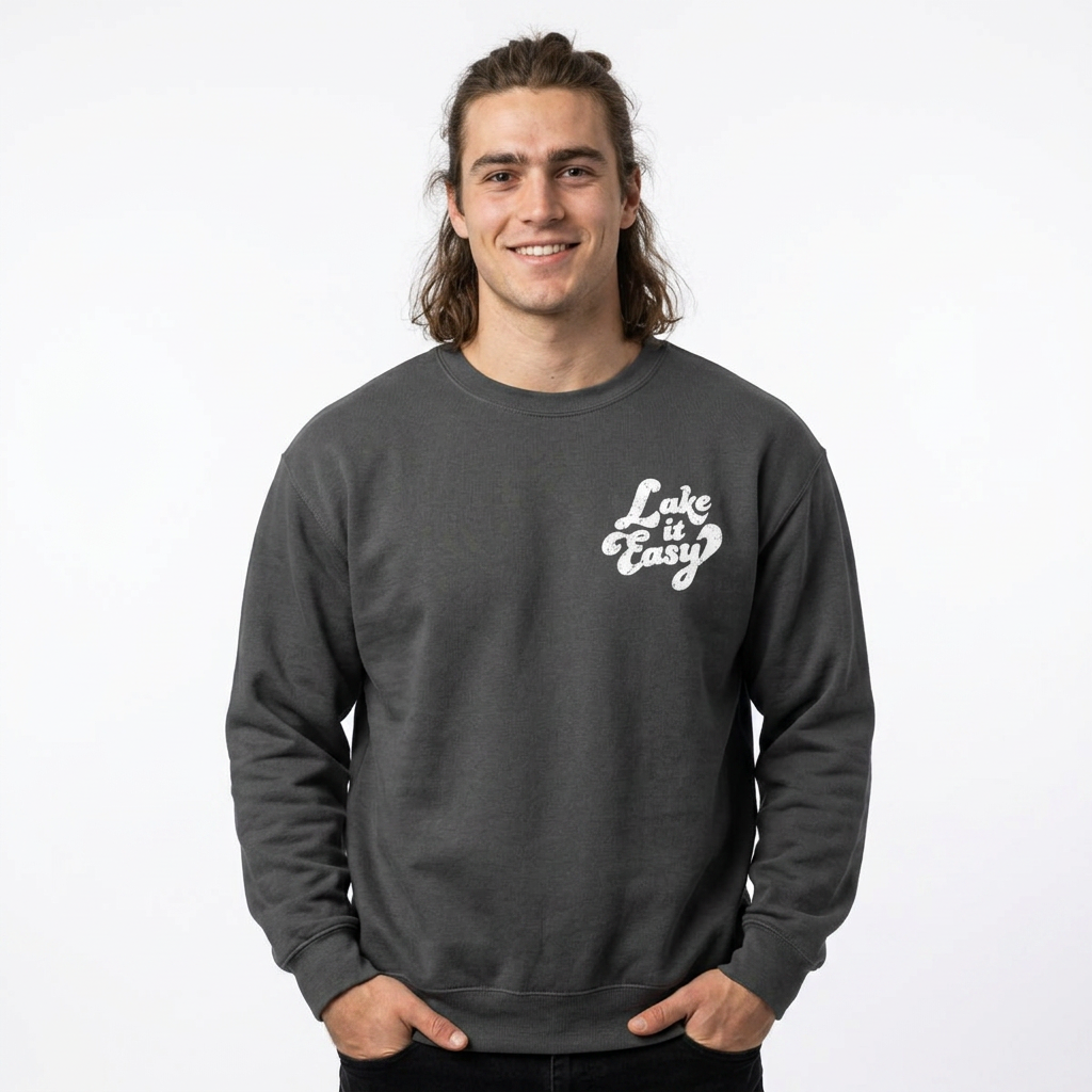 Lake It Easy Sweatshirt, Hand Drawn Design, Unisex Comfort Colors Sweatshirt