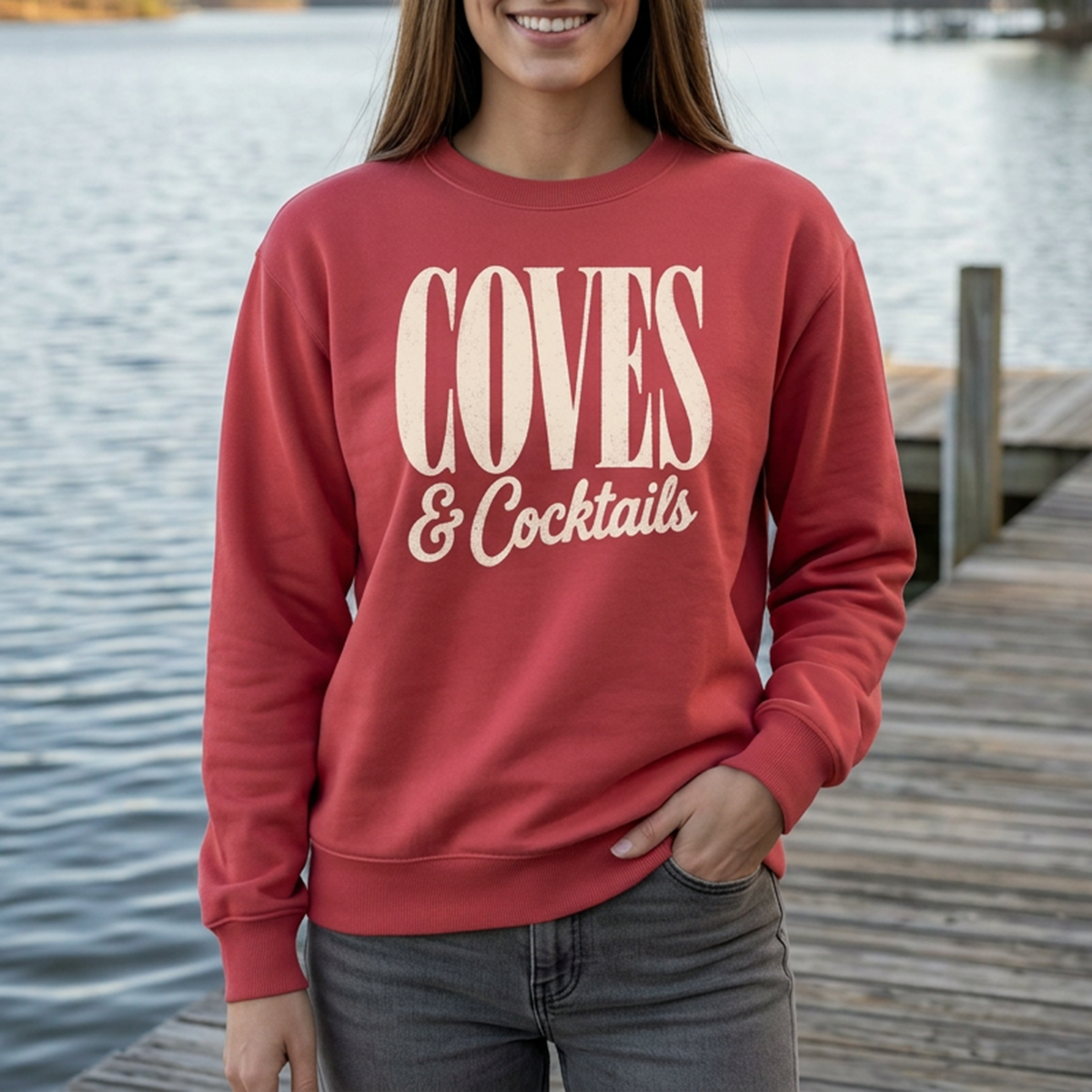 Coves & Cocktails Sweatshirt — Coastal Vacation Graphic Sweatshirt