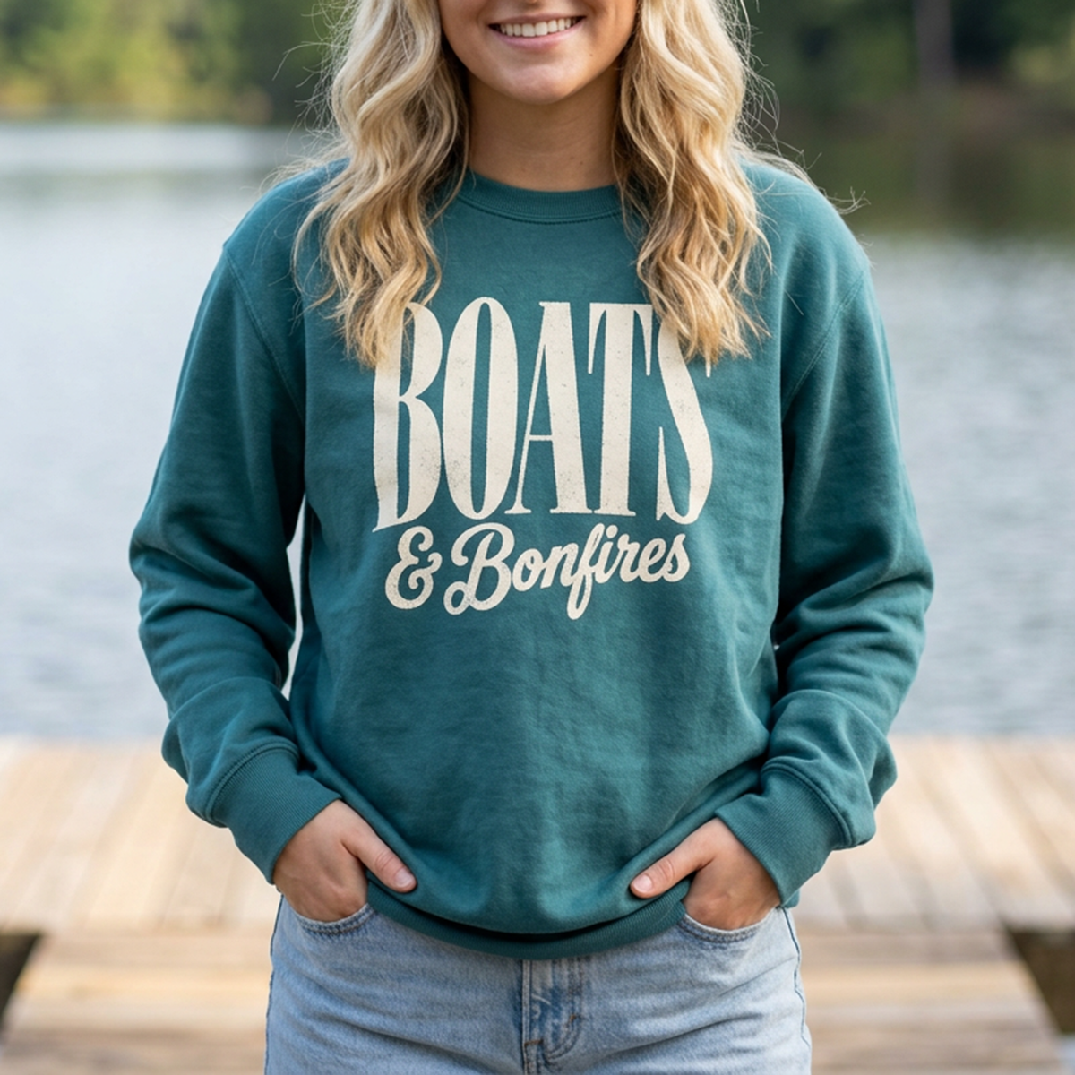 Boats & Bonfires Sweatshirt — Coastal Summer Crewneck