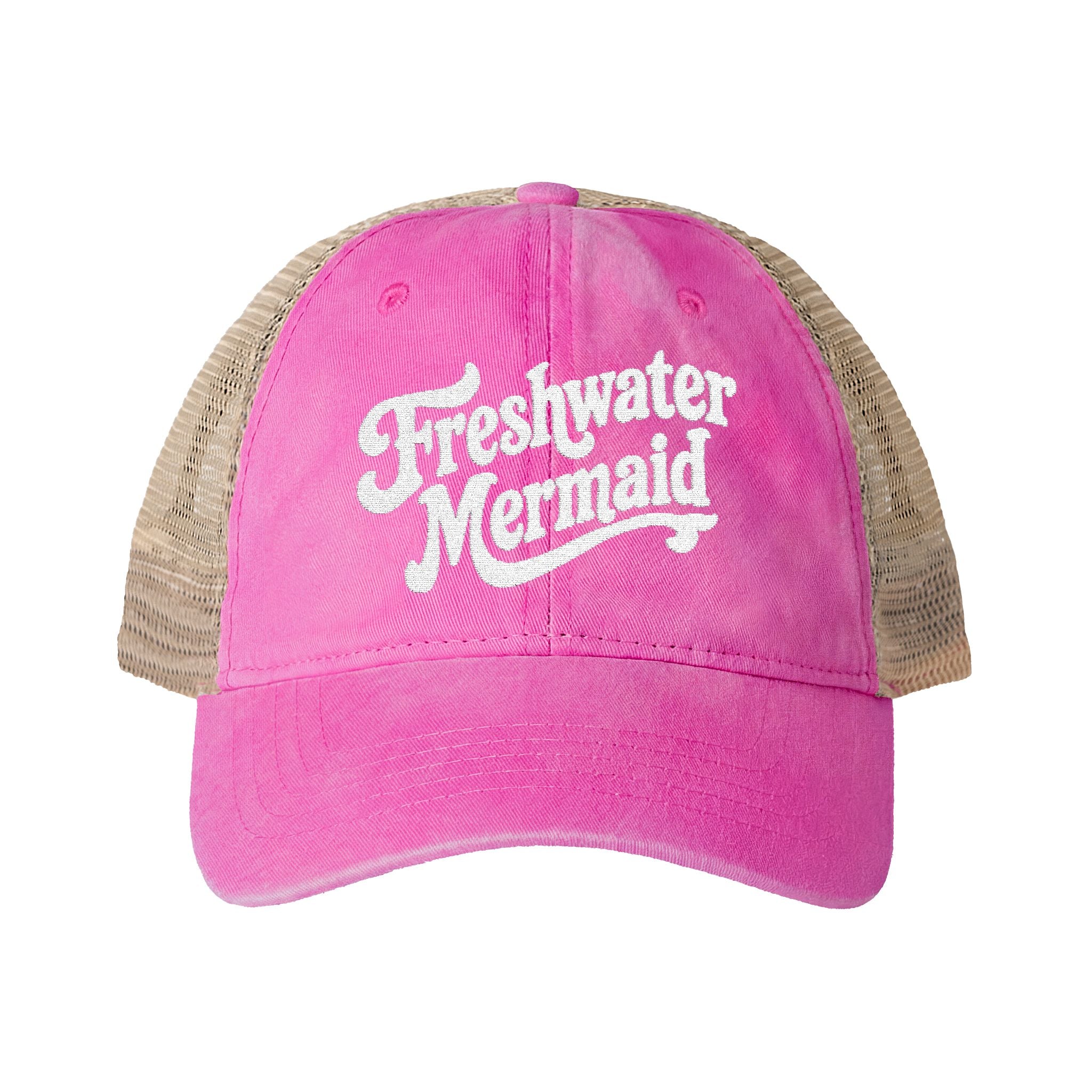 Freshwater Mermaid Embroidered Women's Washed Mesh-Back Cap