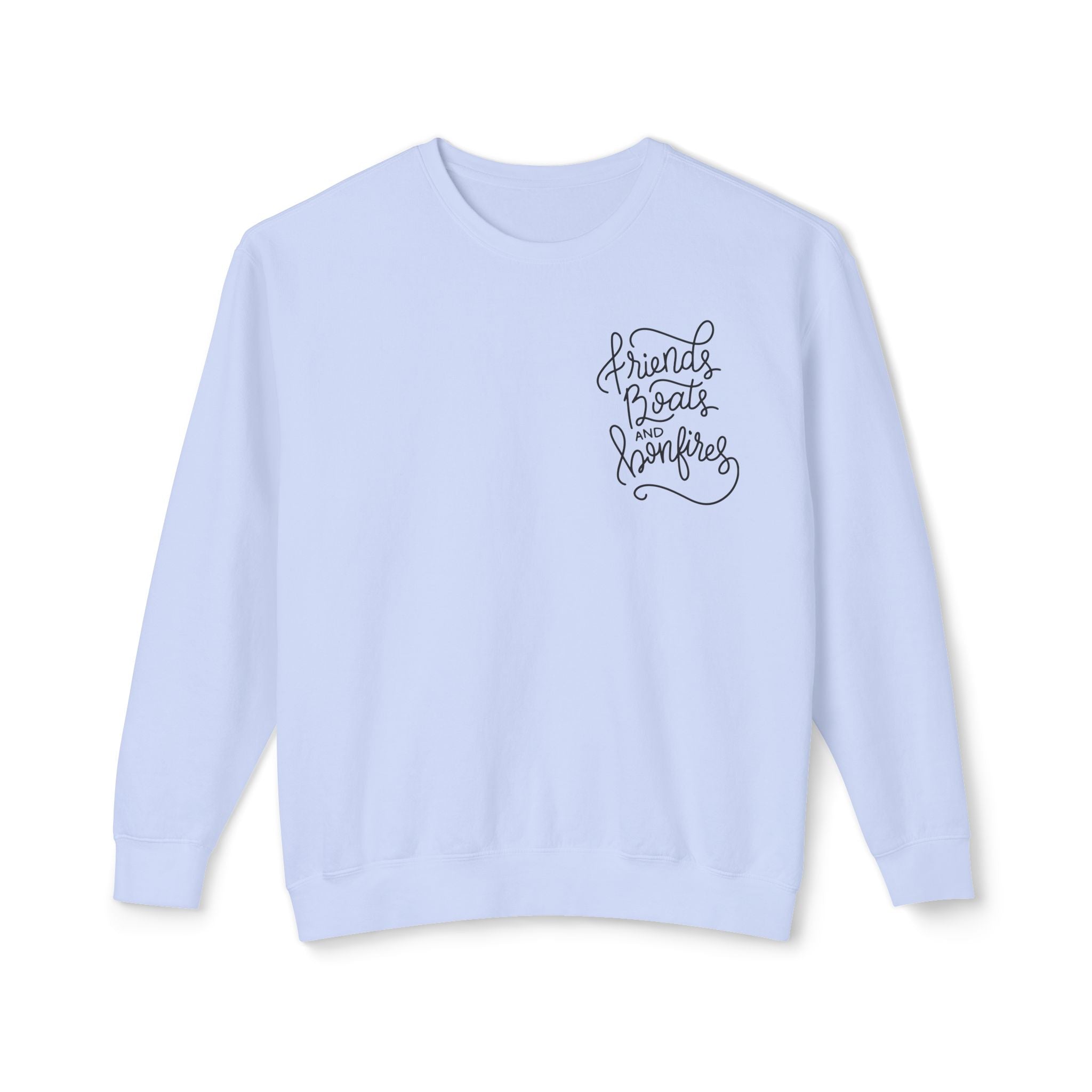 Friends Boats & Bonfires Sweatshirt, Hand Drawn Design, Unisex Comfort Colors Sweatshirt