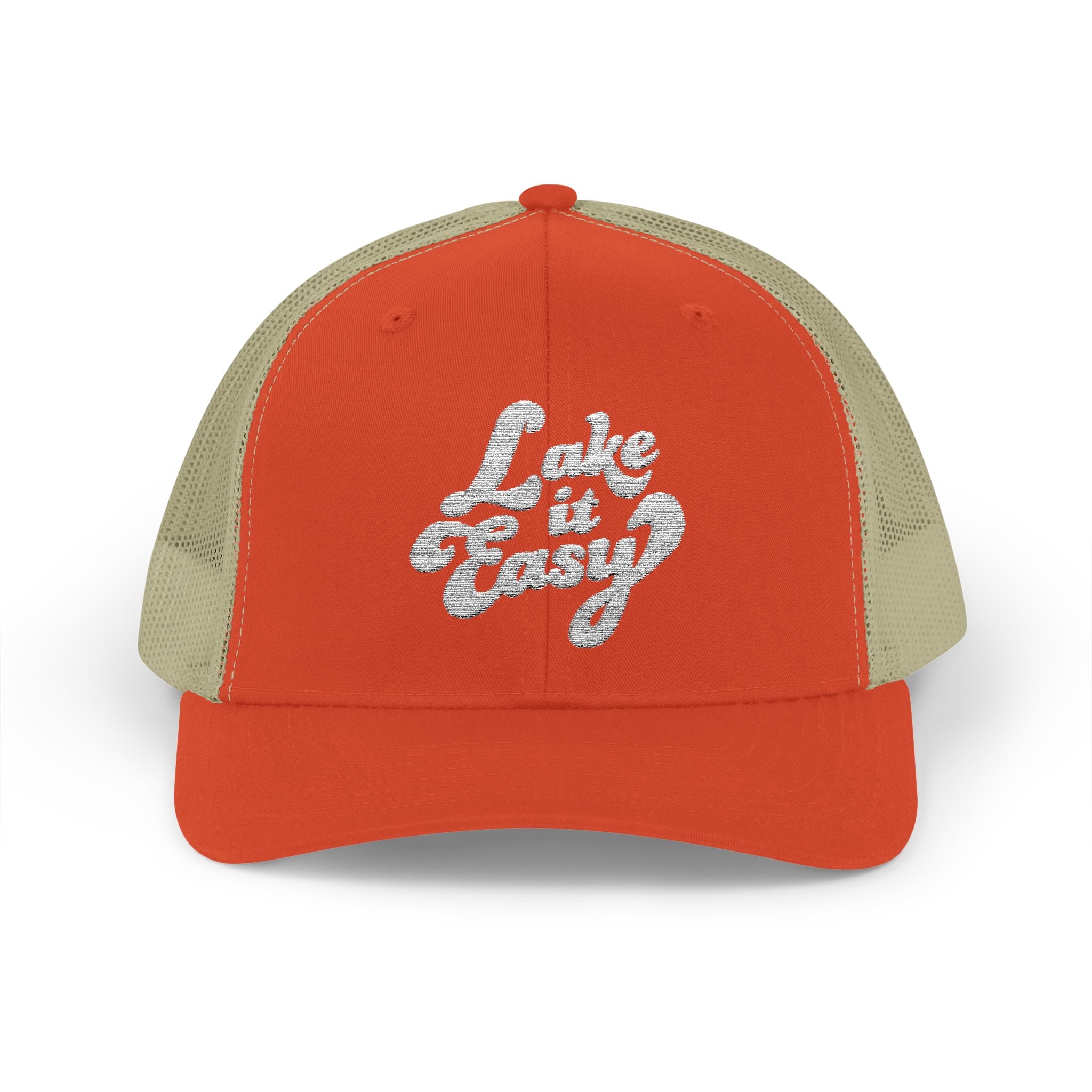 Lake It Easy Trucker Hat, Retro Embroidered Snapback Cap