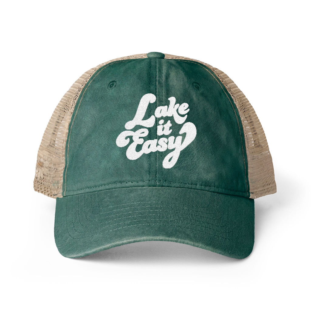 Lake It Easy Embroidered Women's Washed Mesh-Back Cap