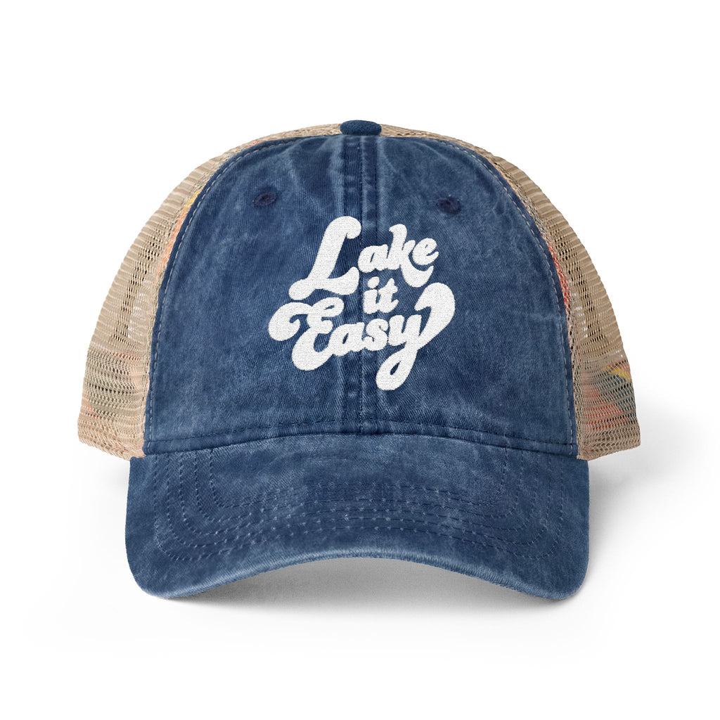 Lake It Easy Embroidered Women's Washed Mesh-Back Cap