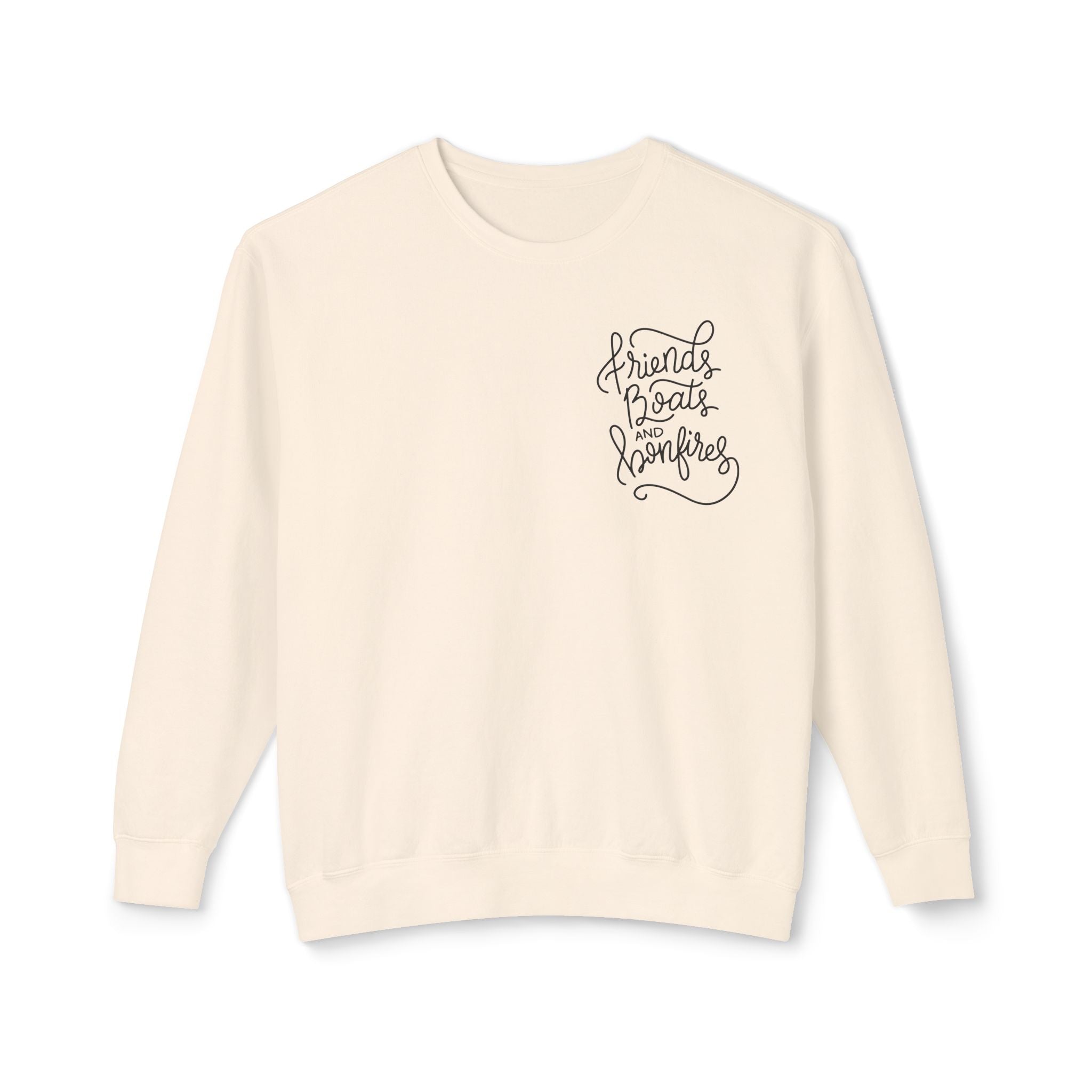 Friends Boats & Bonfires Sweatshirt, Hand Drawn Design, Unisex Comfort Colors Sweatshirt