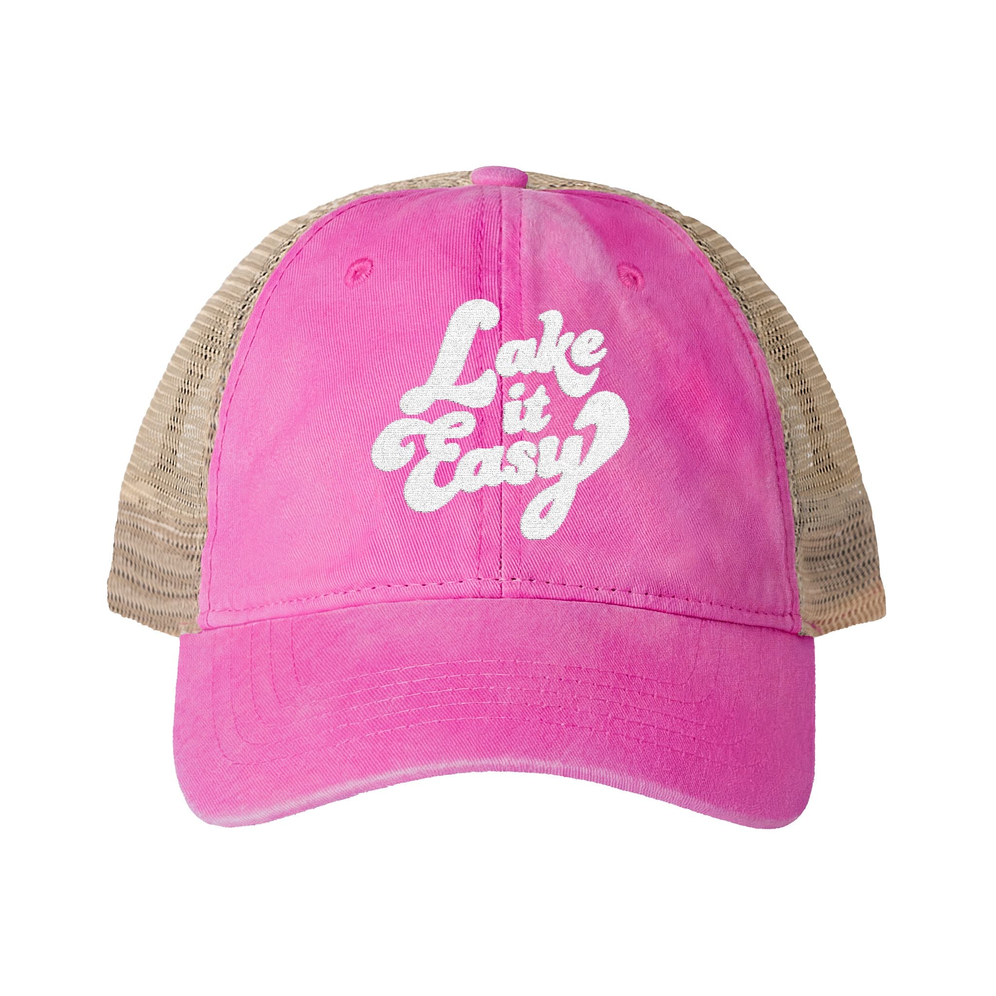 Lake It Easy Embroidered Women's Washed Mesh-Back Cap