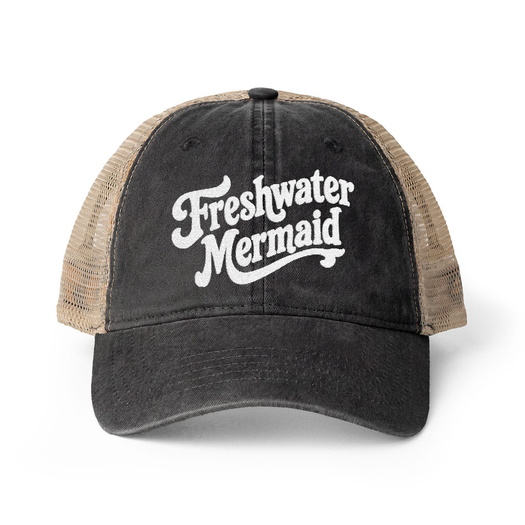 Freshwater Mermaid Embroidered Women's Washed Mesh-Back Cap
