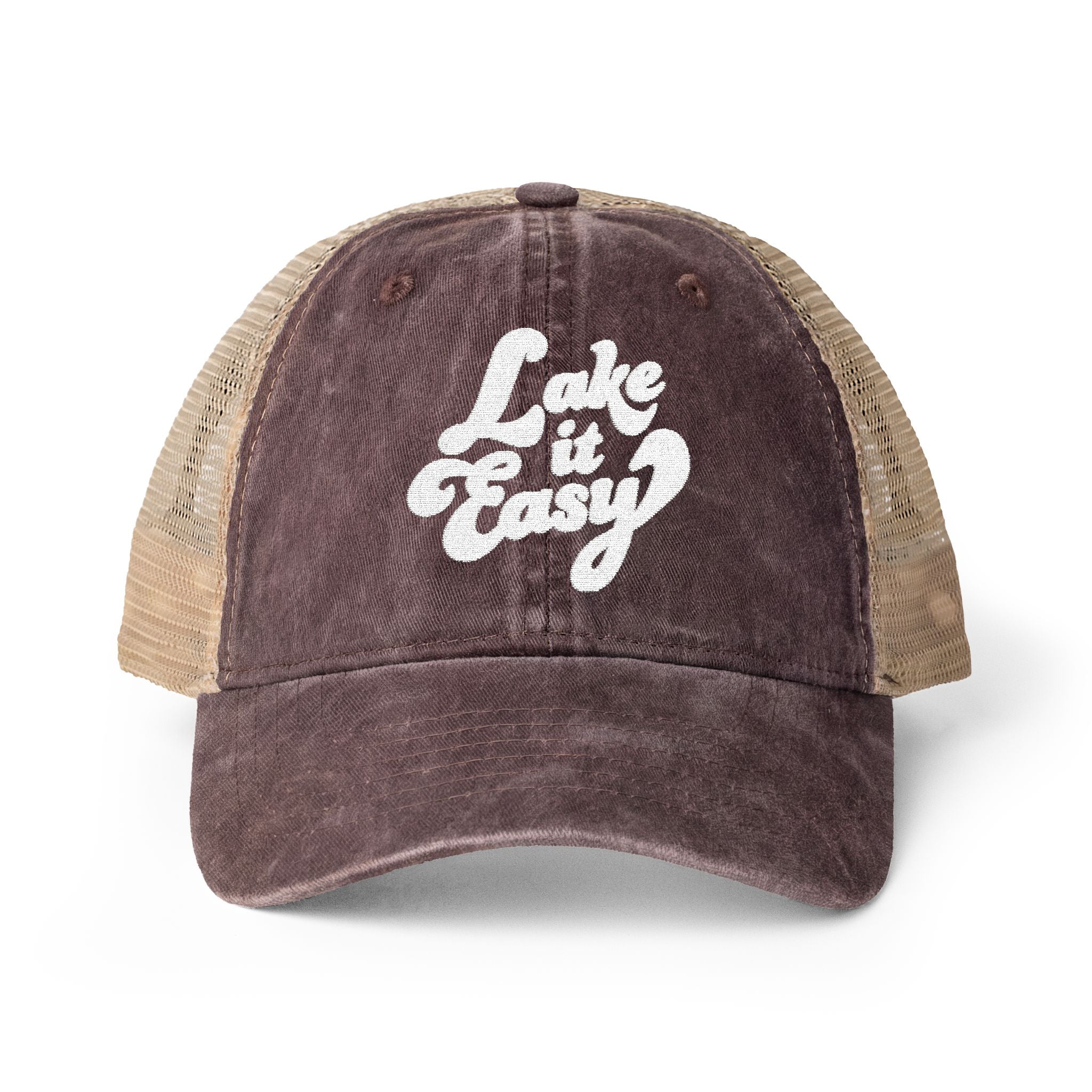 Lake It Easy Embroidered Women's Washed Mesh-Back Cap