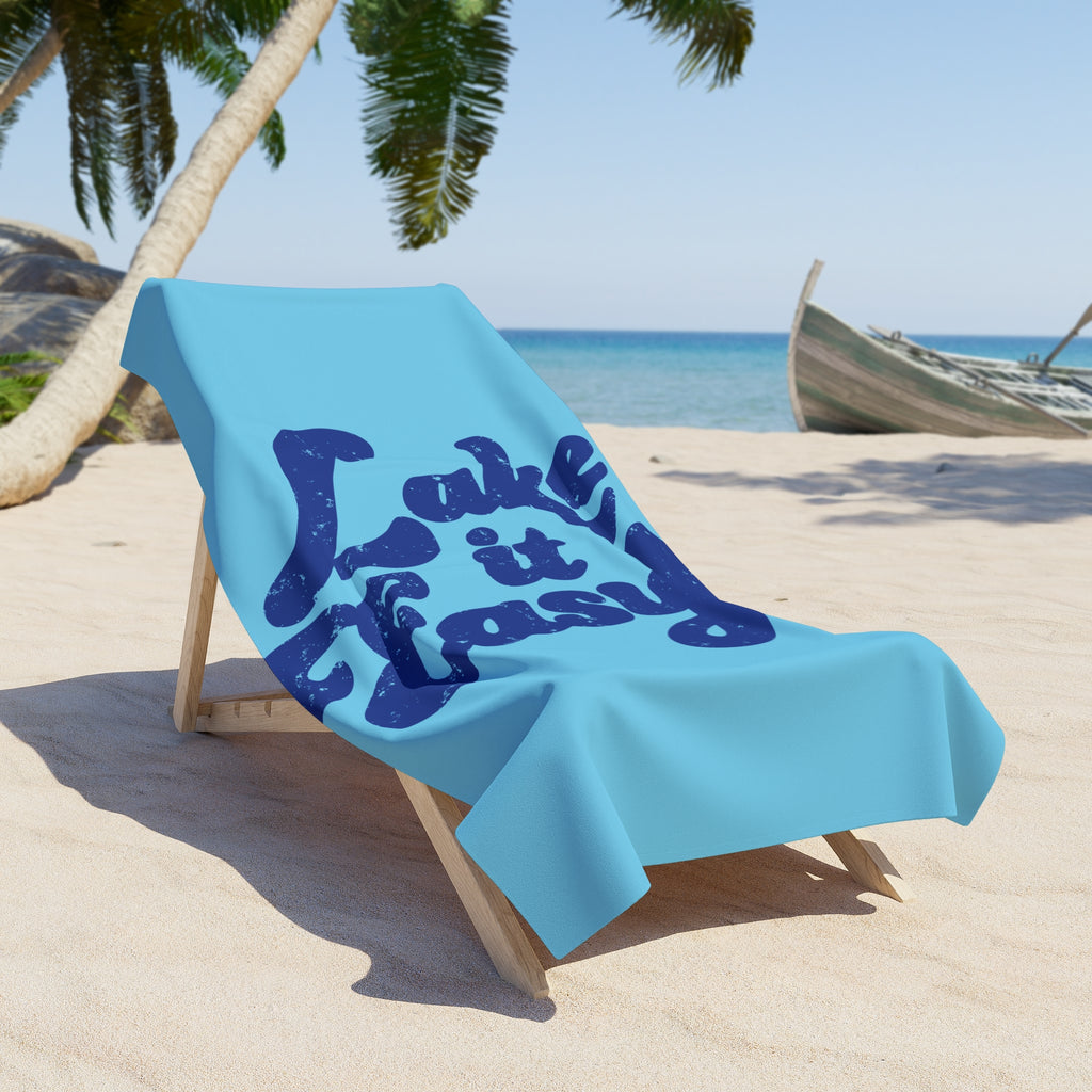 Lake It Easy Retro Script Blue Boat Towel