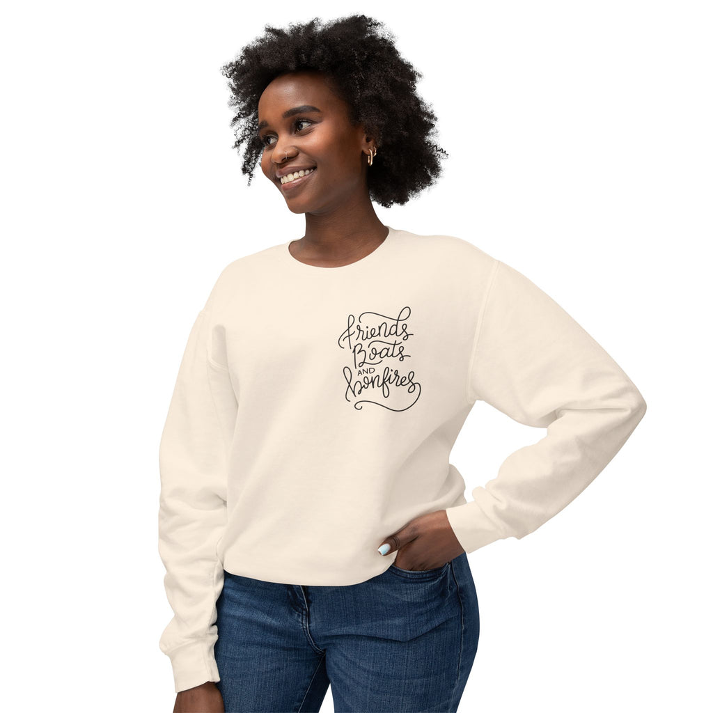 Friends Boats & Bonfires Sweatshirt, Hand Drawn Design, Unisex Comfort Colors Sweatshirt