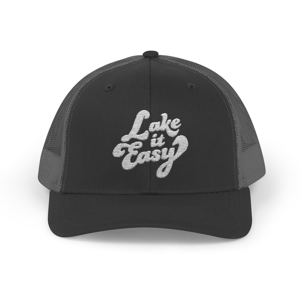 Lake It Easy Trucker Hat, Retro Embroidered Snapback Cap