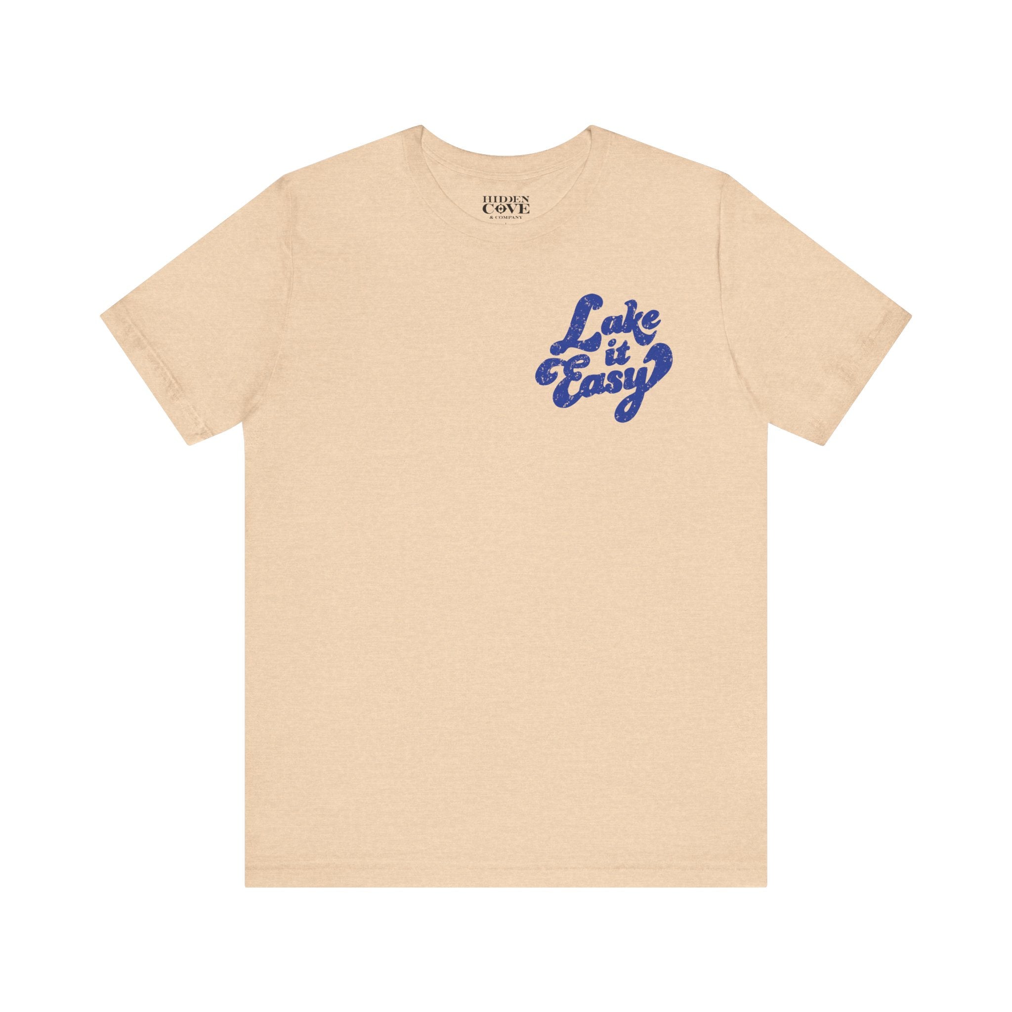 Lake It Easy Tee, Hand-lettered Left Chest Design, Bella Canvas T-Shirt