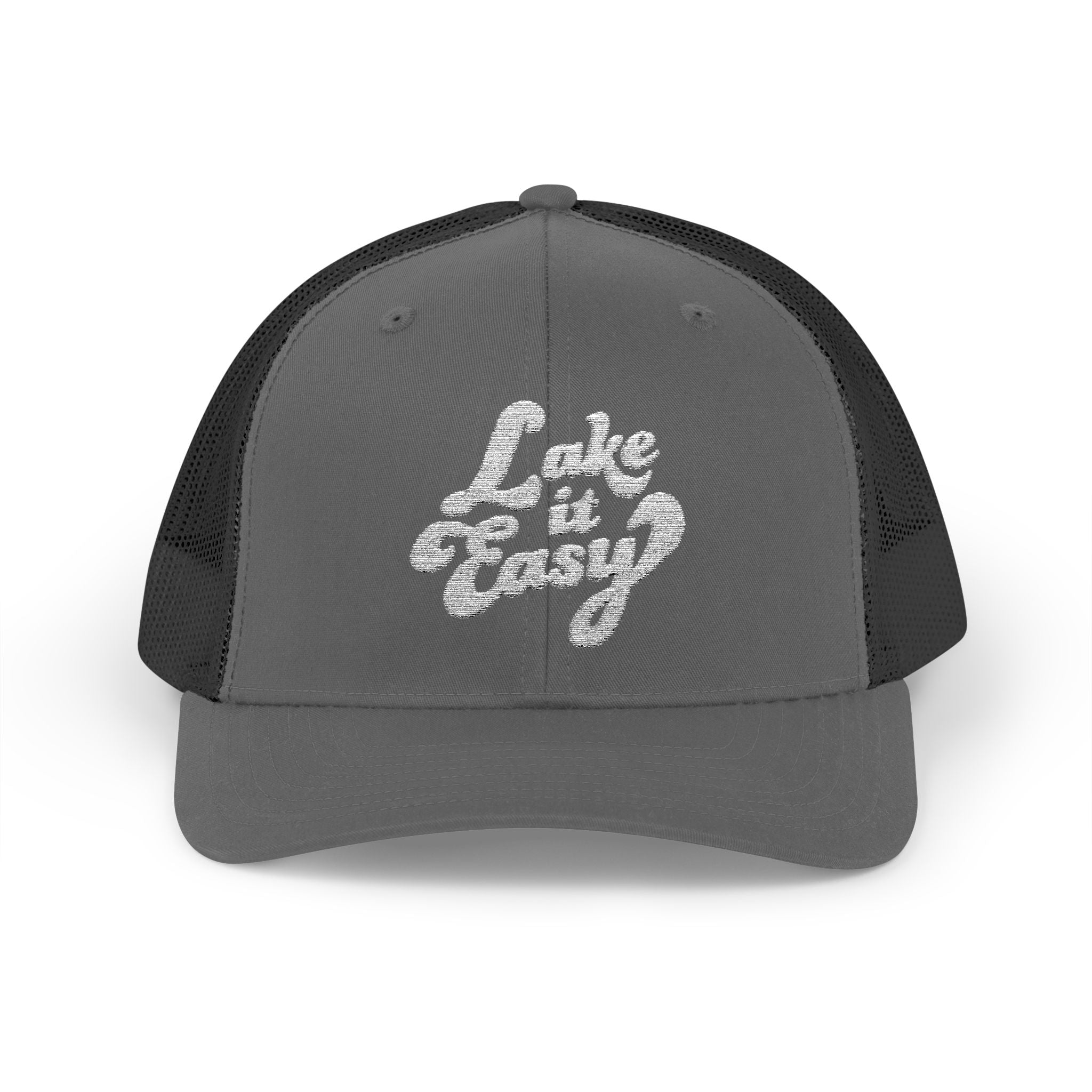 Lake It Easy Trucker Hat, Retro Embroidered Snapback Cap