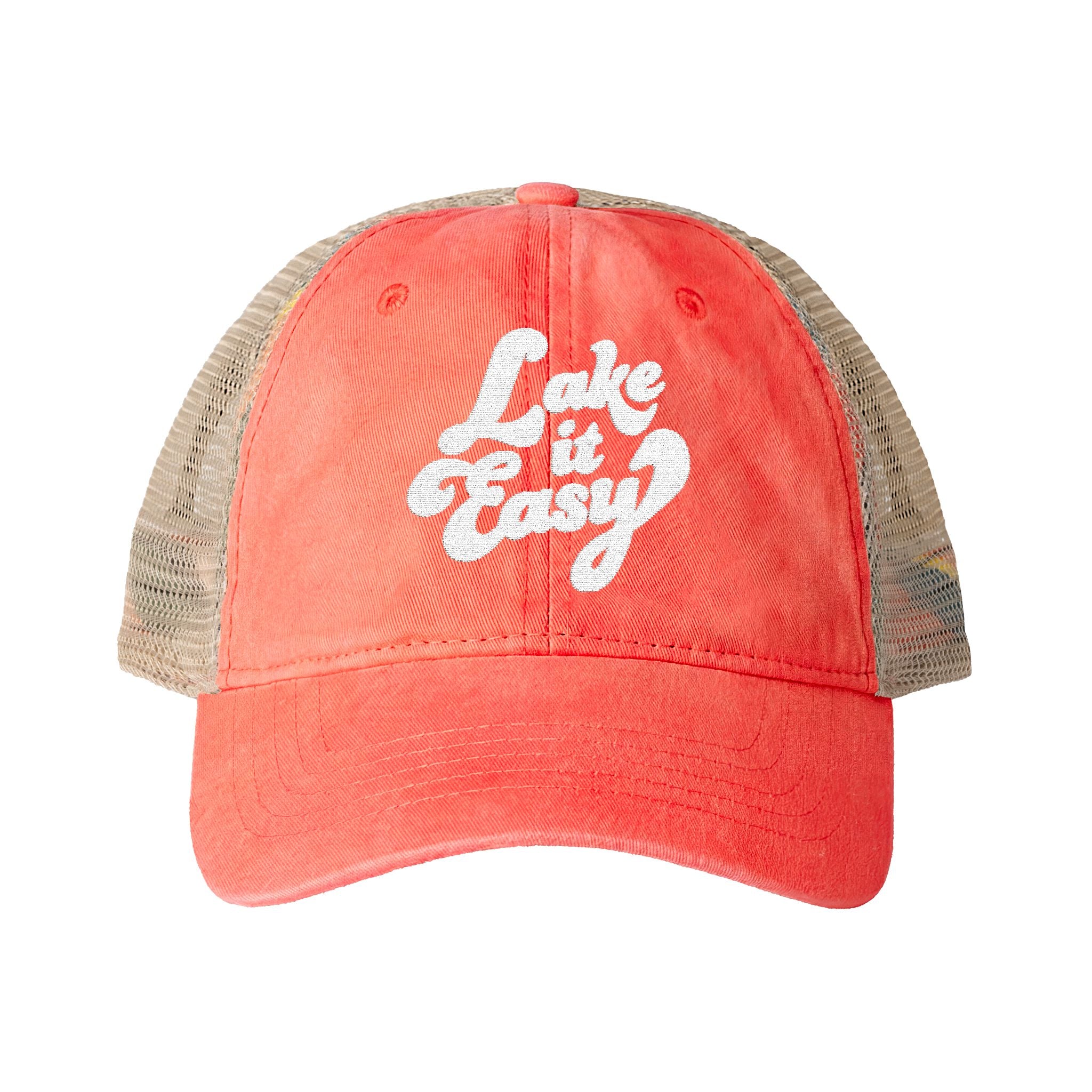Lake It Easy Embroidered Women's Washed Mesh-Back Cap