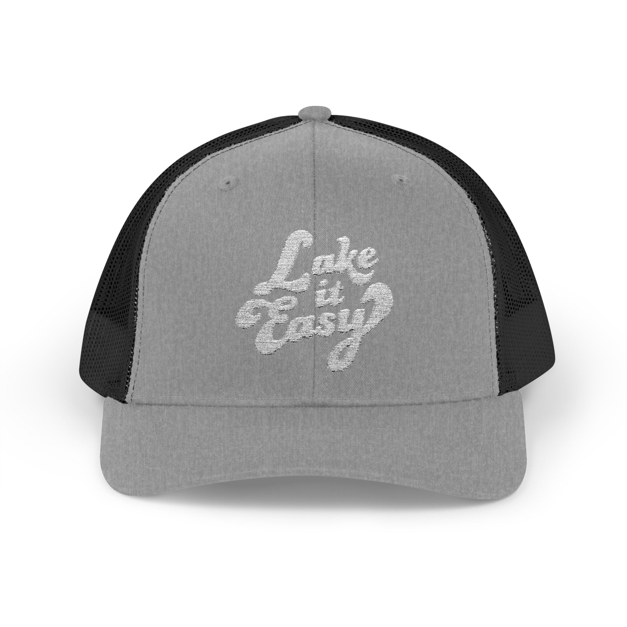 Lake It Easy Trucker Hat, Retro Embroidered Snapback Cap